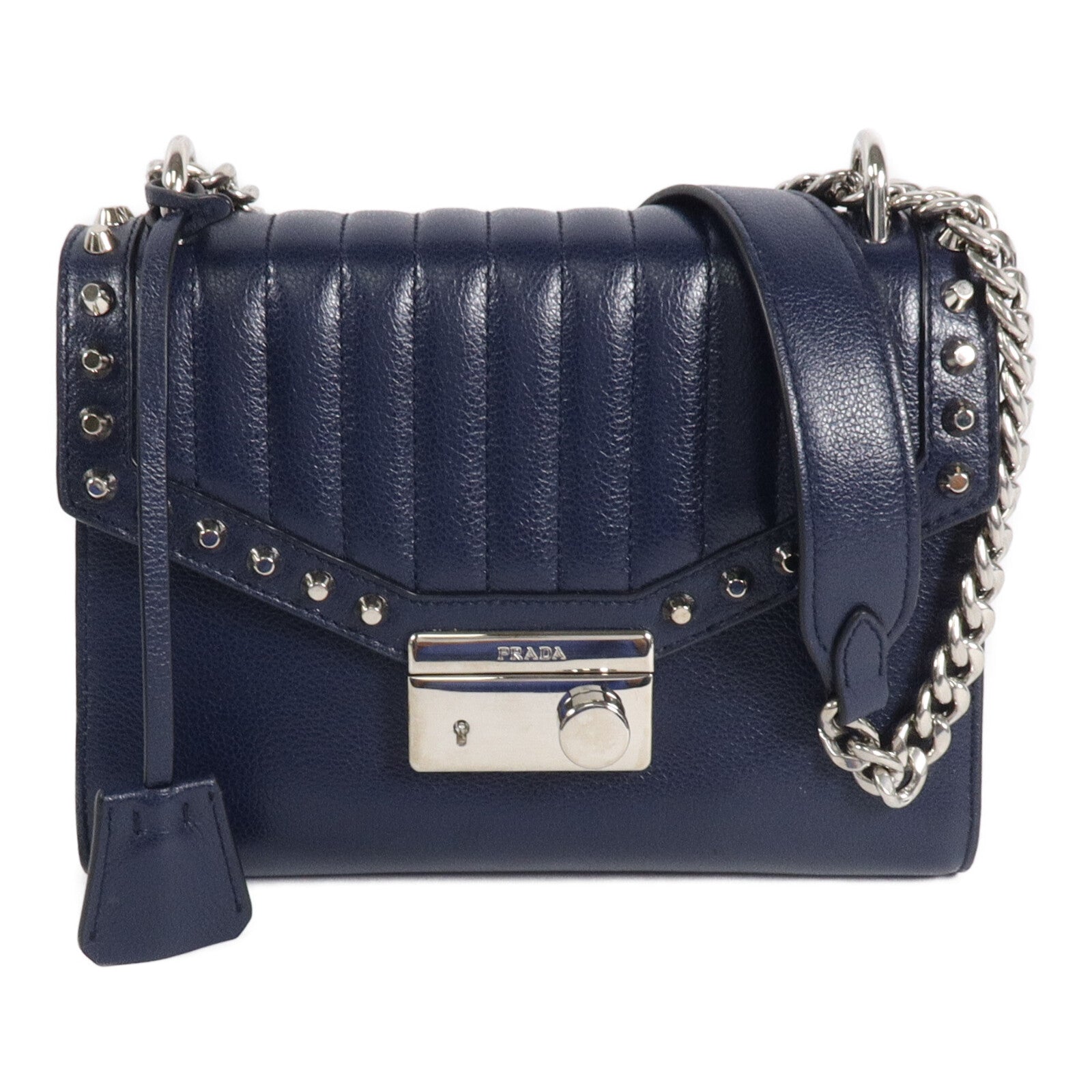 PRADA 牛皮皮革Studded Padlock肩背袋