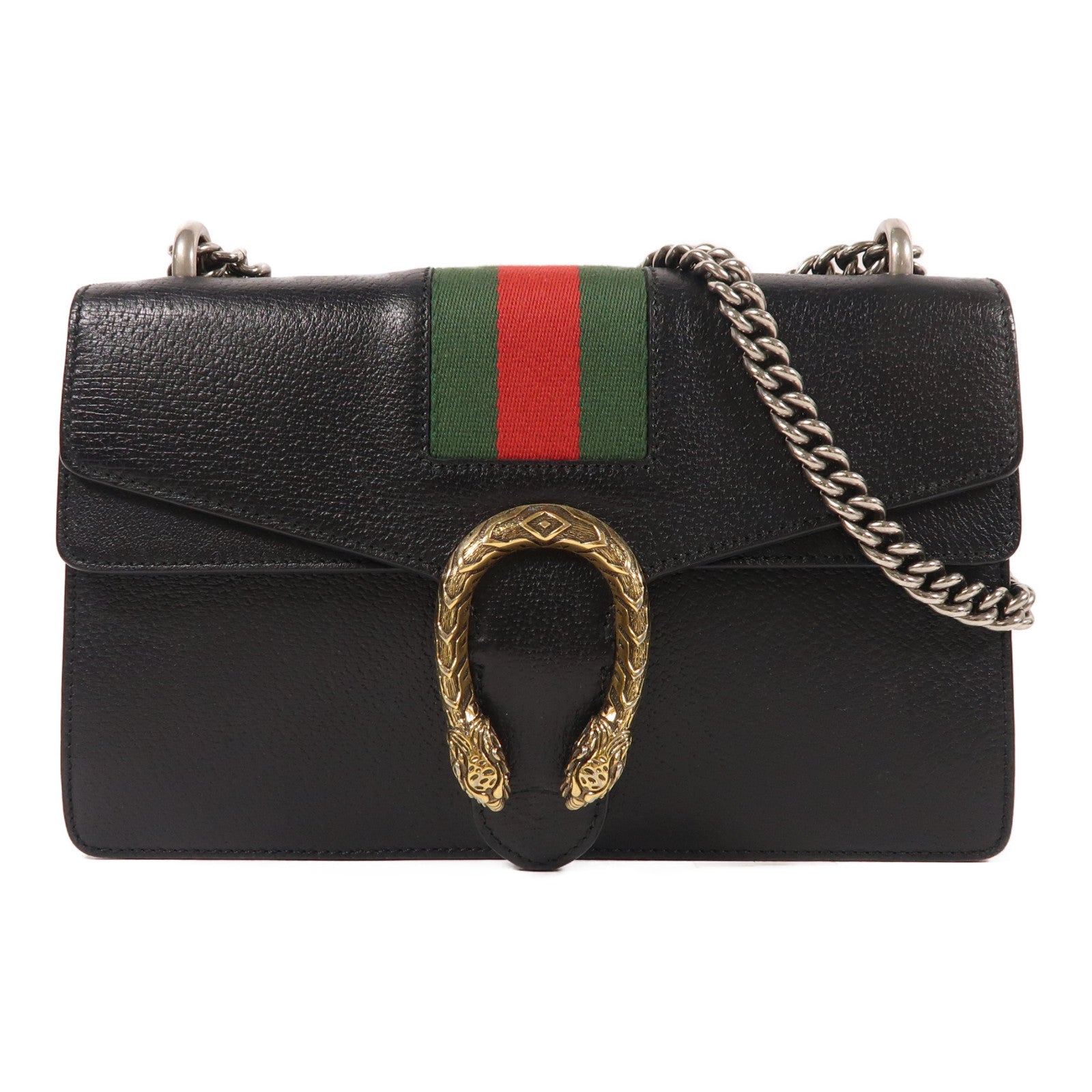 GUCCI 牛皮皮革Dionysus鏈帶肩背袋黑色