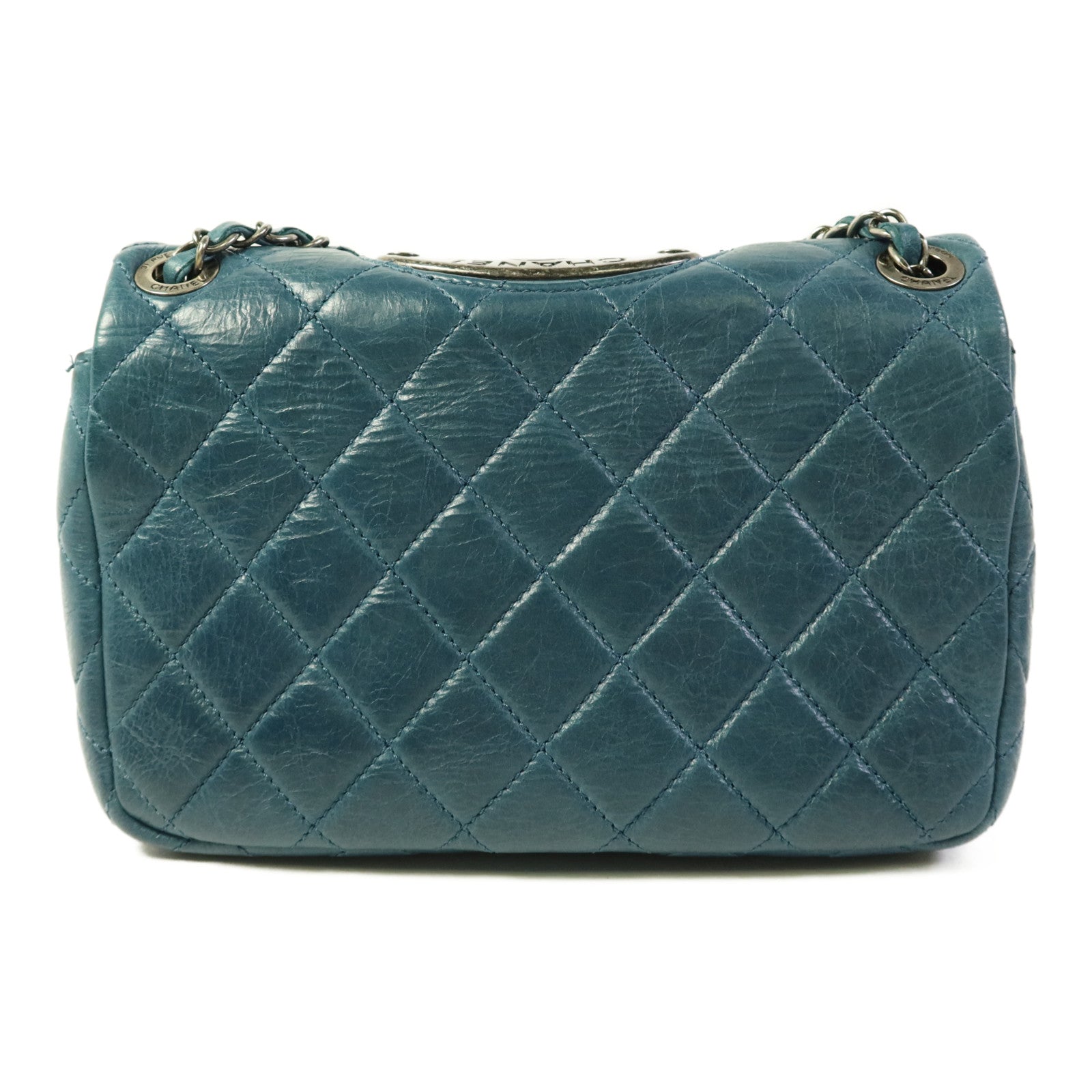 CHANEL 牛皮皮革Chain Shoulder銀扣鏈帶肩背袋