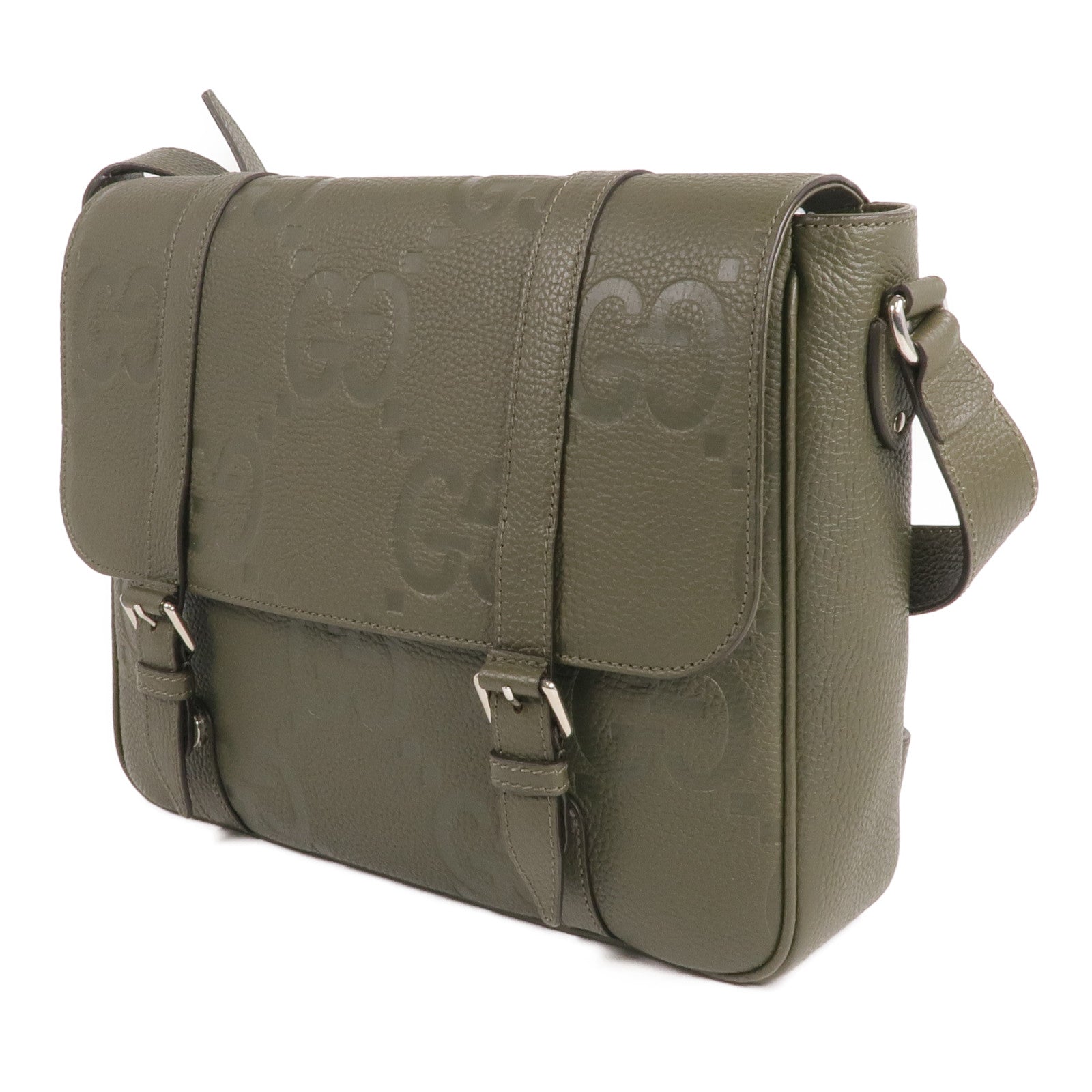 GUCCI 【激減優惠】牛皮皮革Jumbo GG Medium Messenger Bag銀扣肩背袋
