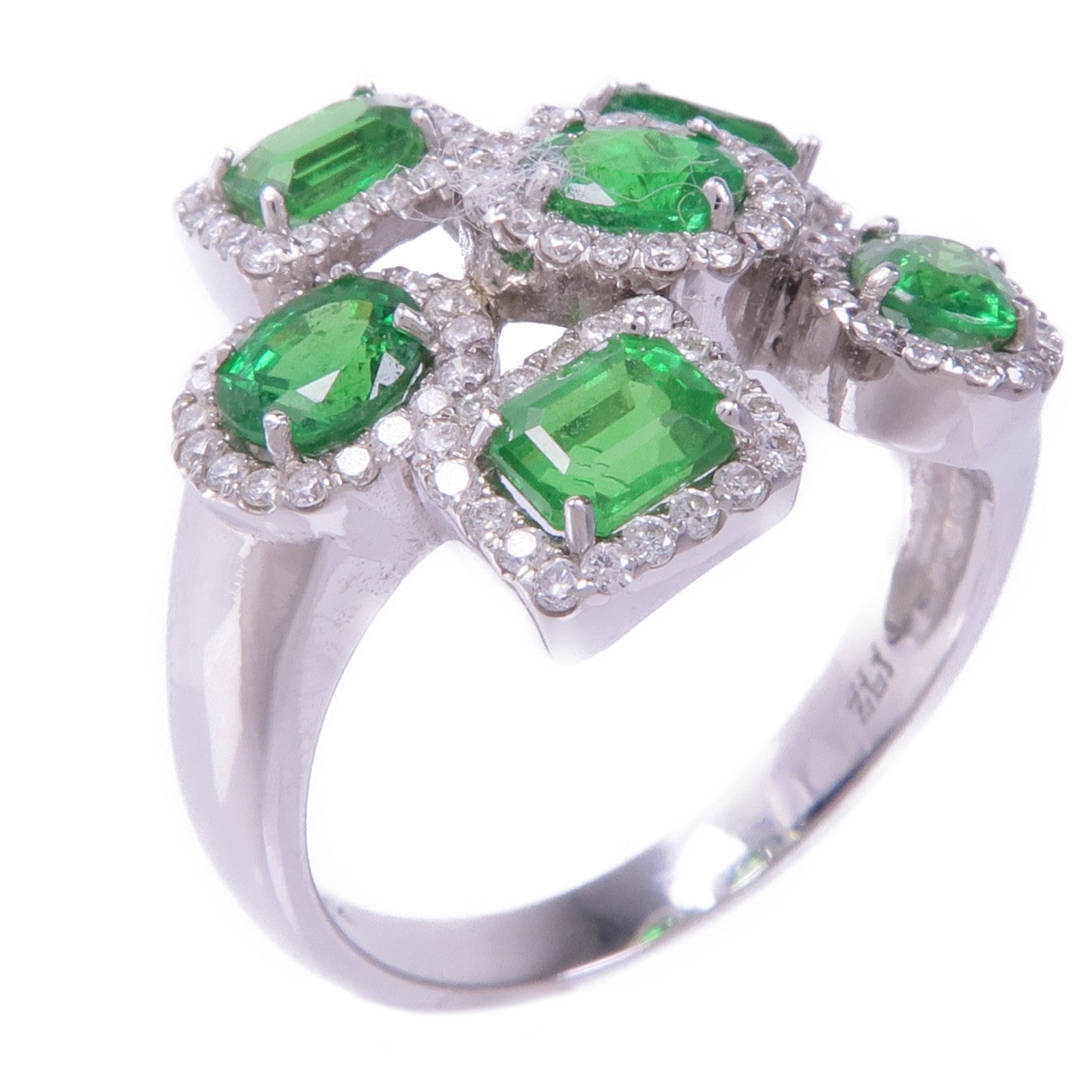 JEWELRY 14K白金Diamond Crystal Ring鑽石/水晶戒指US#7