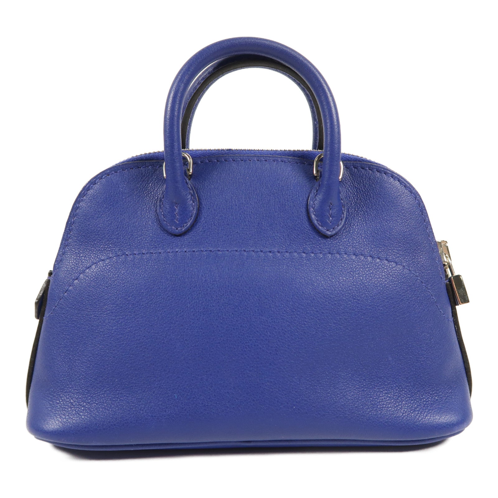 HERMES Swift皮革Mini Bolide銀扣手挽肩背兩用袋Blue Electric