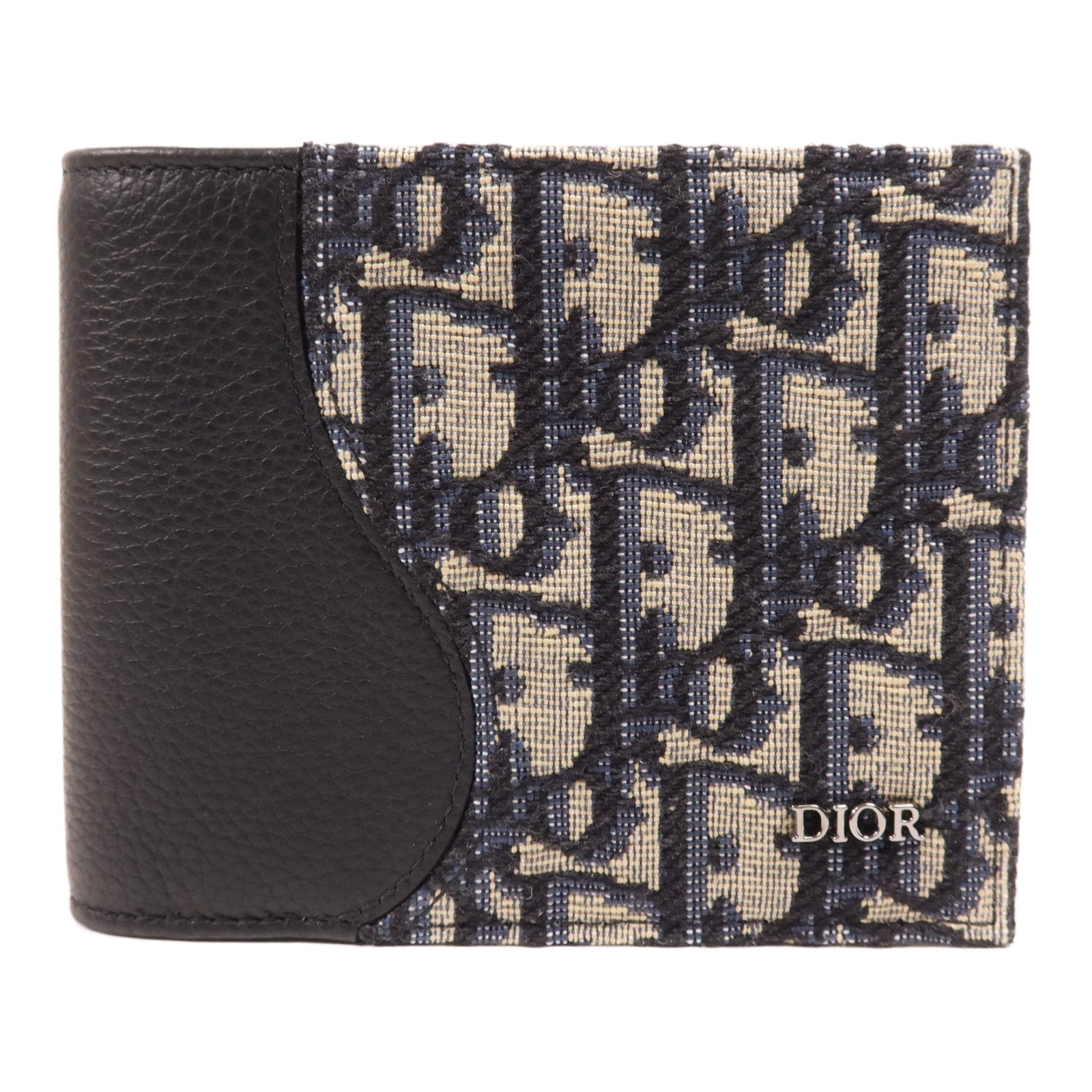 Dior 牛皮皮革/帆布Saddle Bifold Wallet銀扣錢包