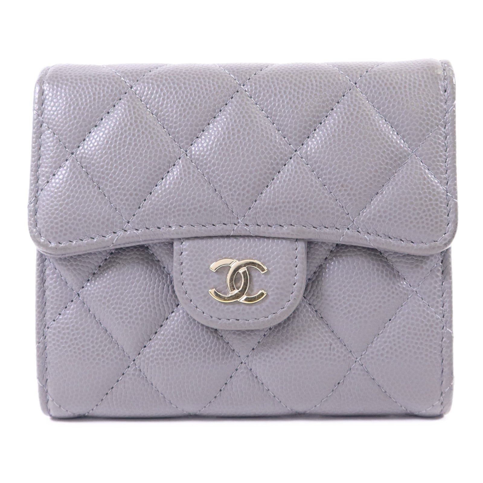 CHANEL 牛皮皮革Fold Wallet金扣錢包