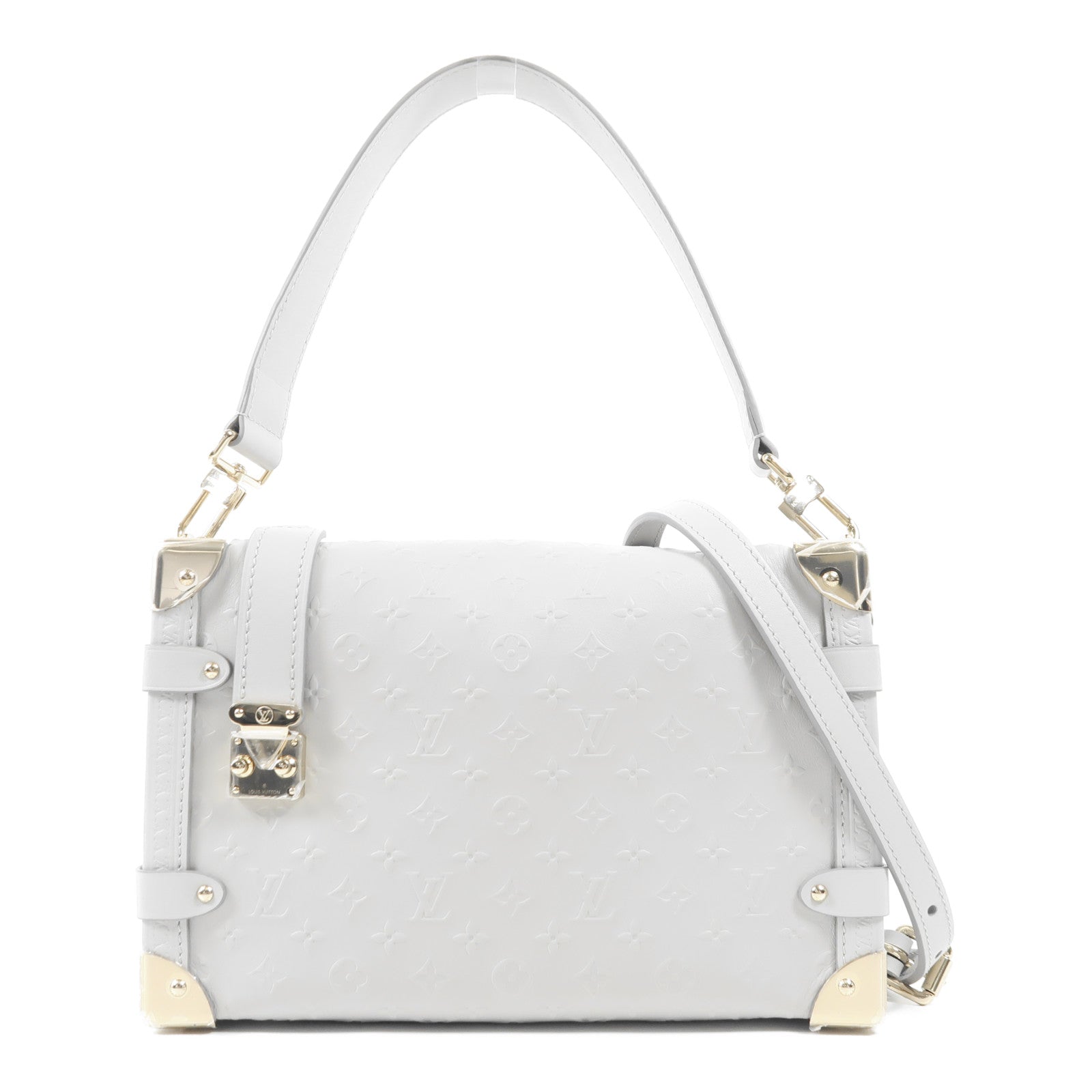 LOUIS VUITTON 牛皮皮革Side Trunk MM金扣手挽肩背兩用袋