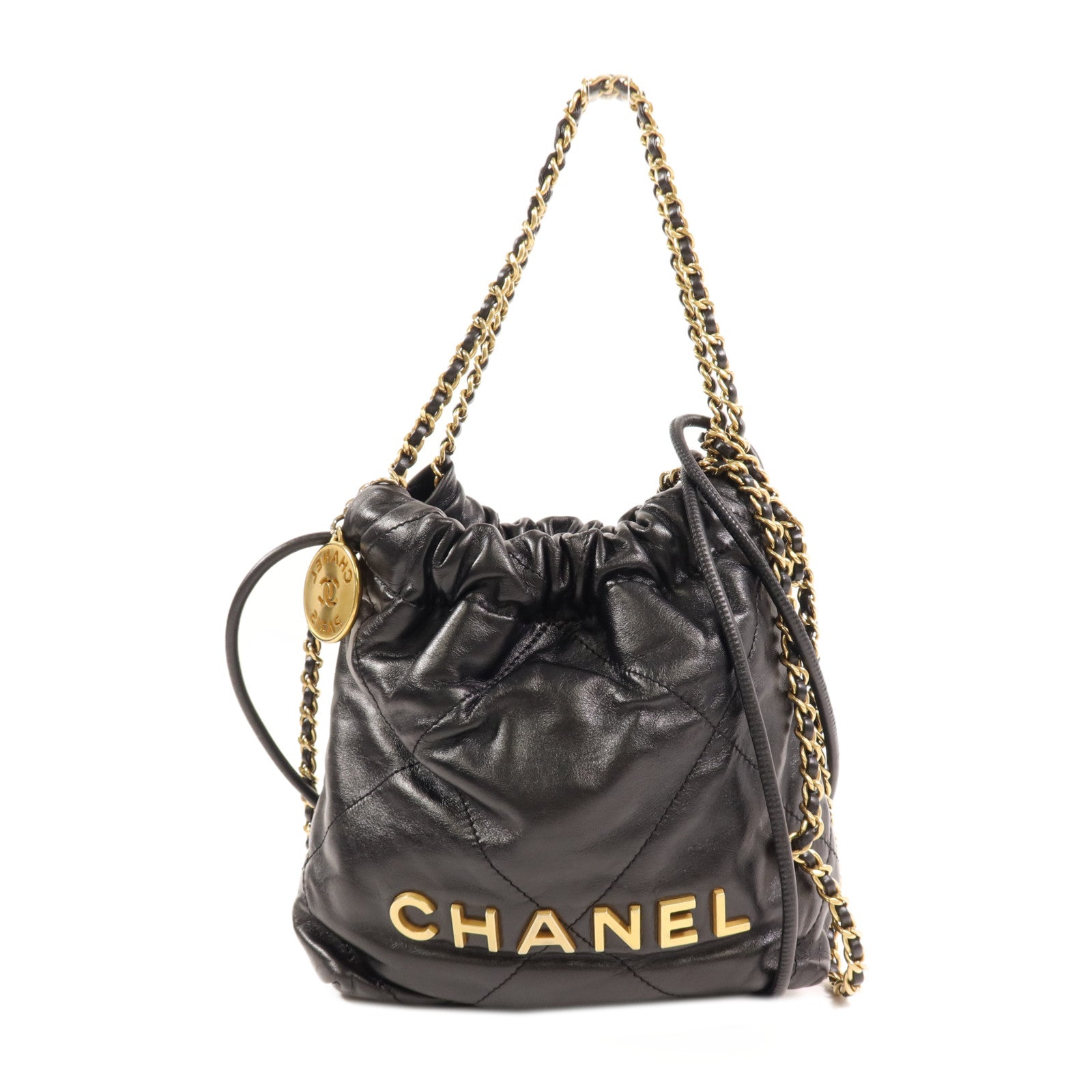 CHANEL 牛皮皮革Chanel Mini 22金扣手挽肩背兩用袋