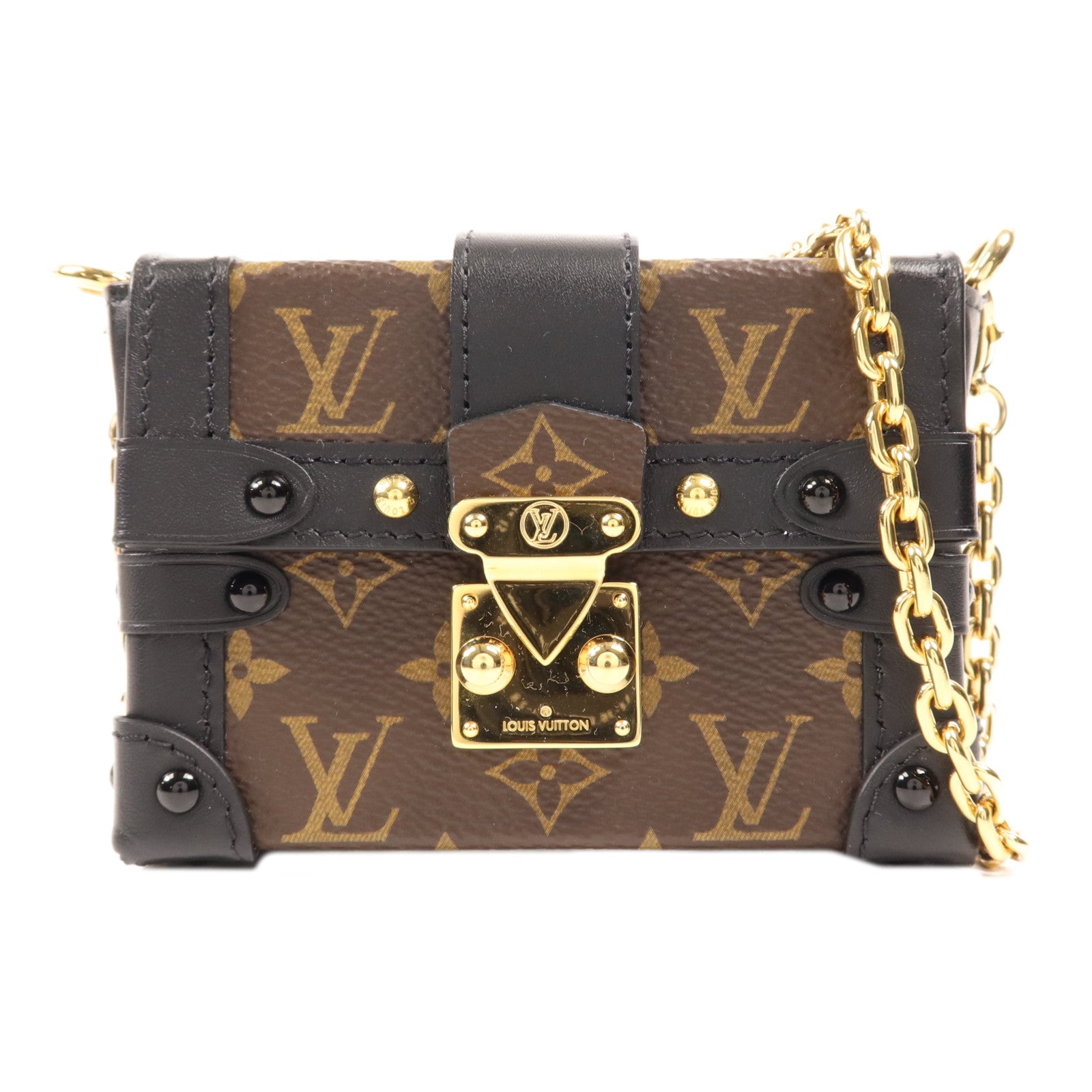 LOUIS VUITTON Monogram Mini Essential Trunk金扣鏈帶肩背袋