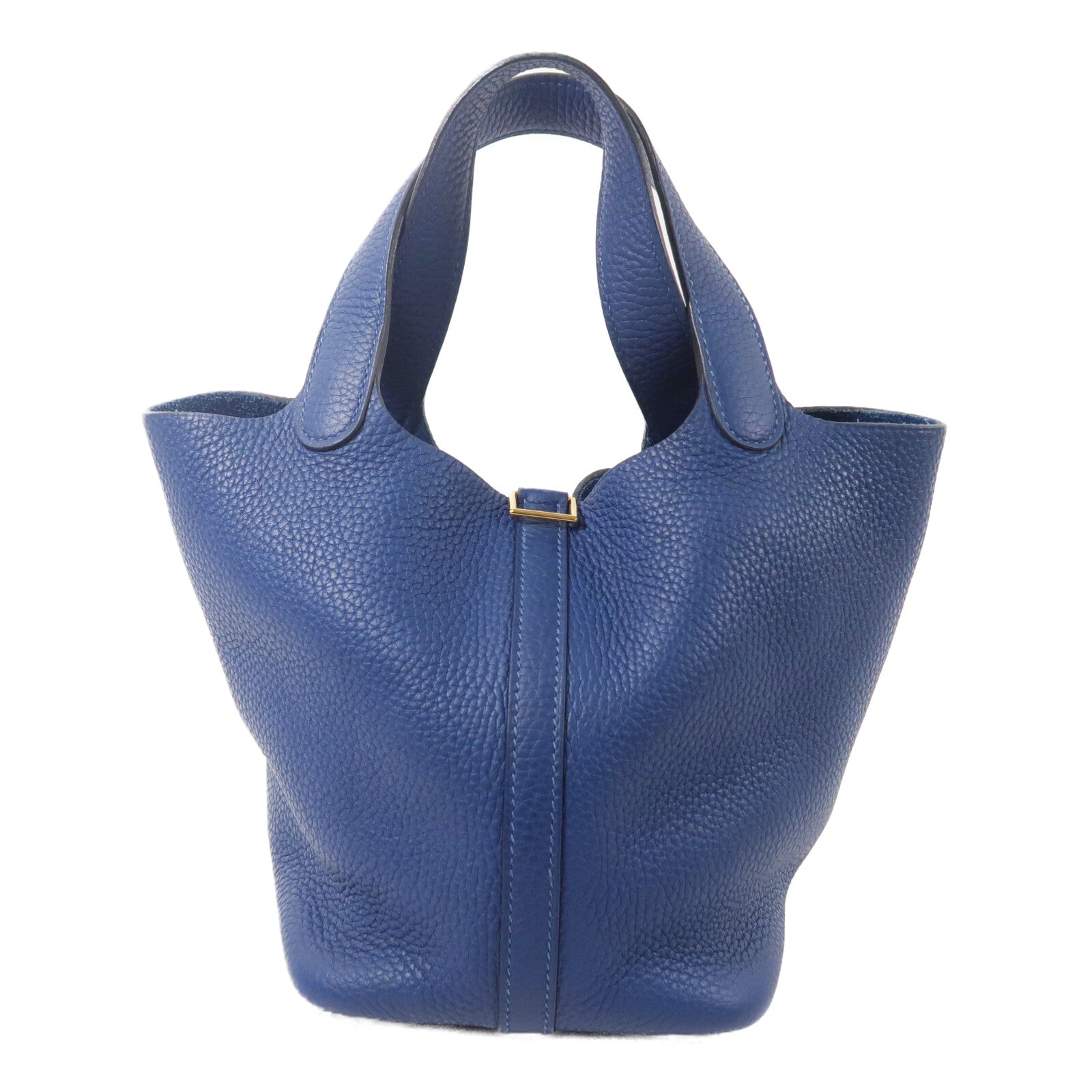 HERMES Clemence皮革Picotin PM手挽袋Deep Blue