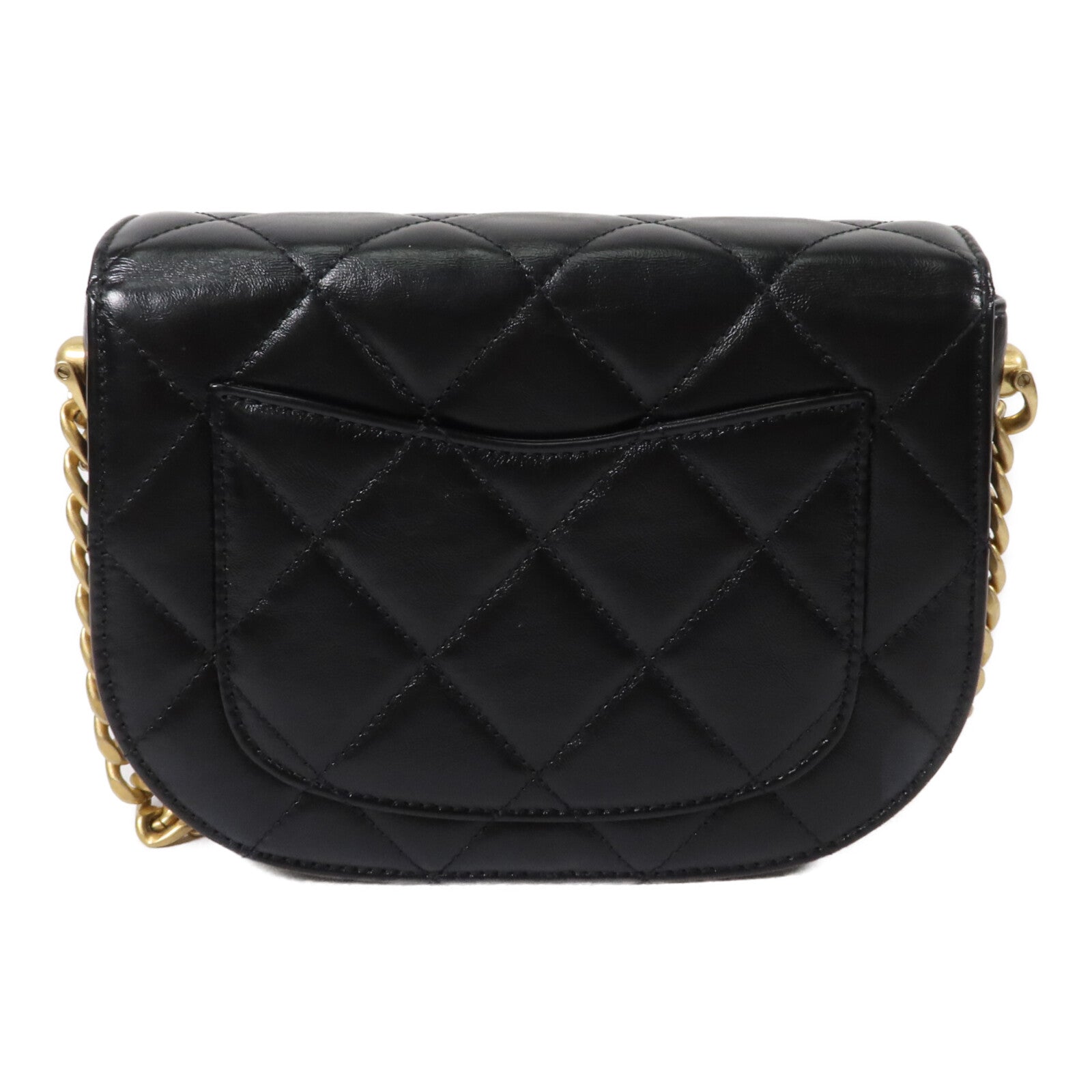 CHANEL 牛皮皮革CC Round Noon Messenger Bag鏈帶肩背袋
