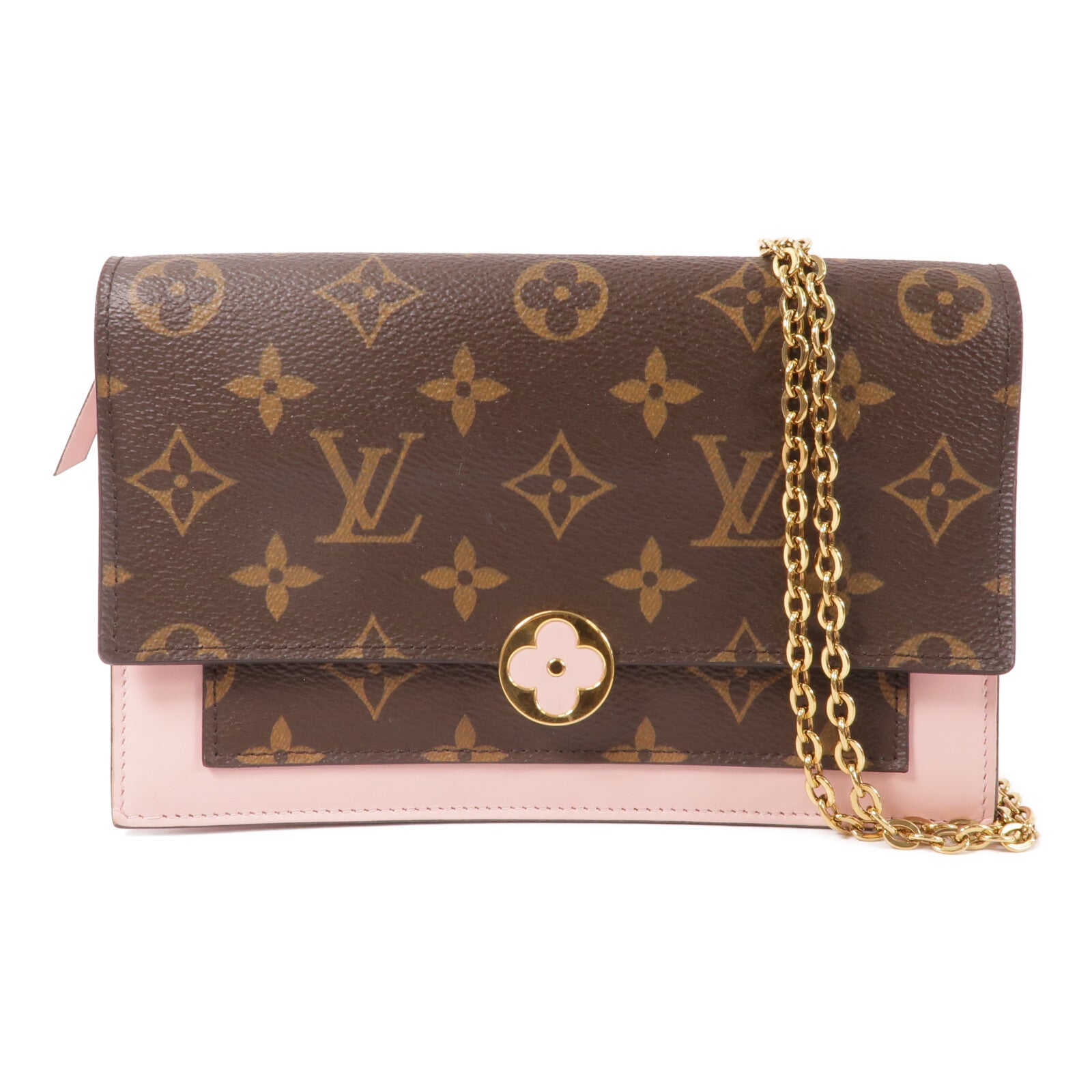 LOUIS VUITTON Monogram Flore Chain Wallet鏈帶肩背袋