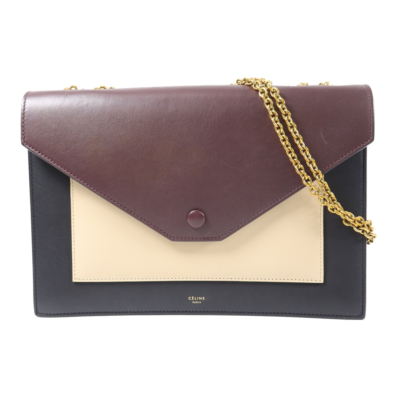 CELINE 牛皮皮革Pocket Envelope WOC鏈帶肩背袋