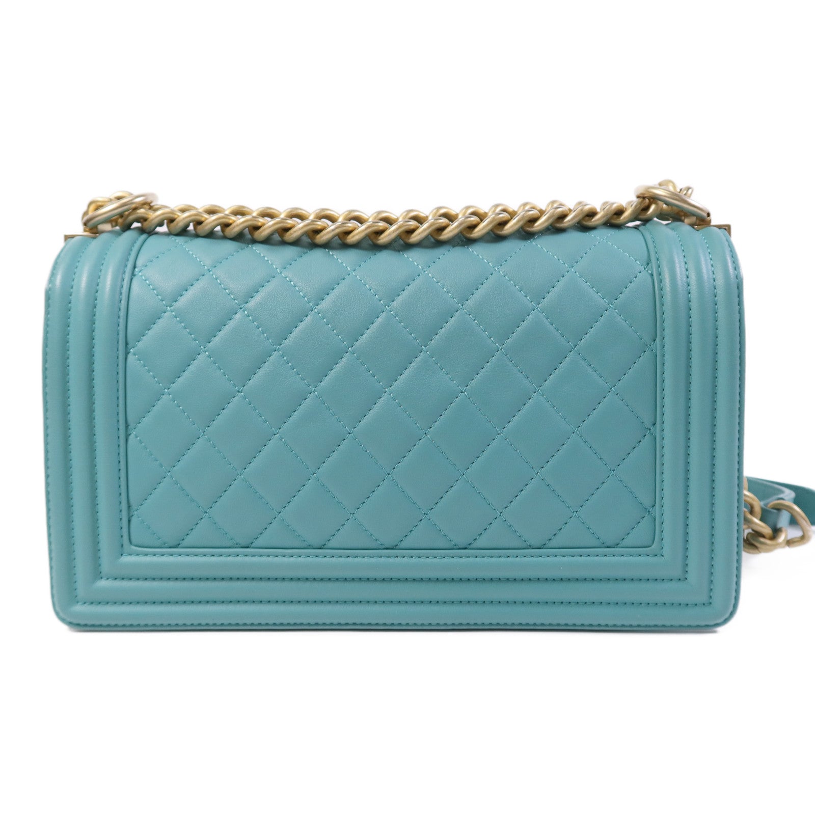 CHANEL 羊皮皮革Boy 25金扣鏈帶肩背袋