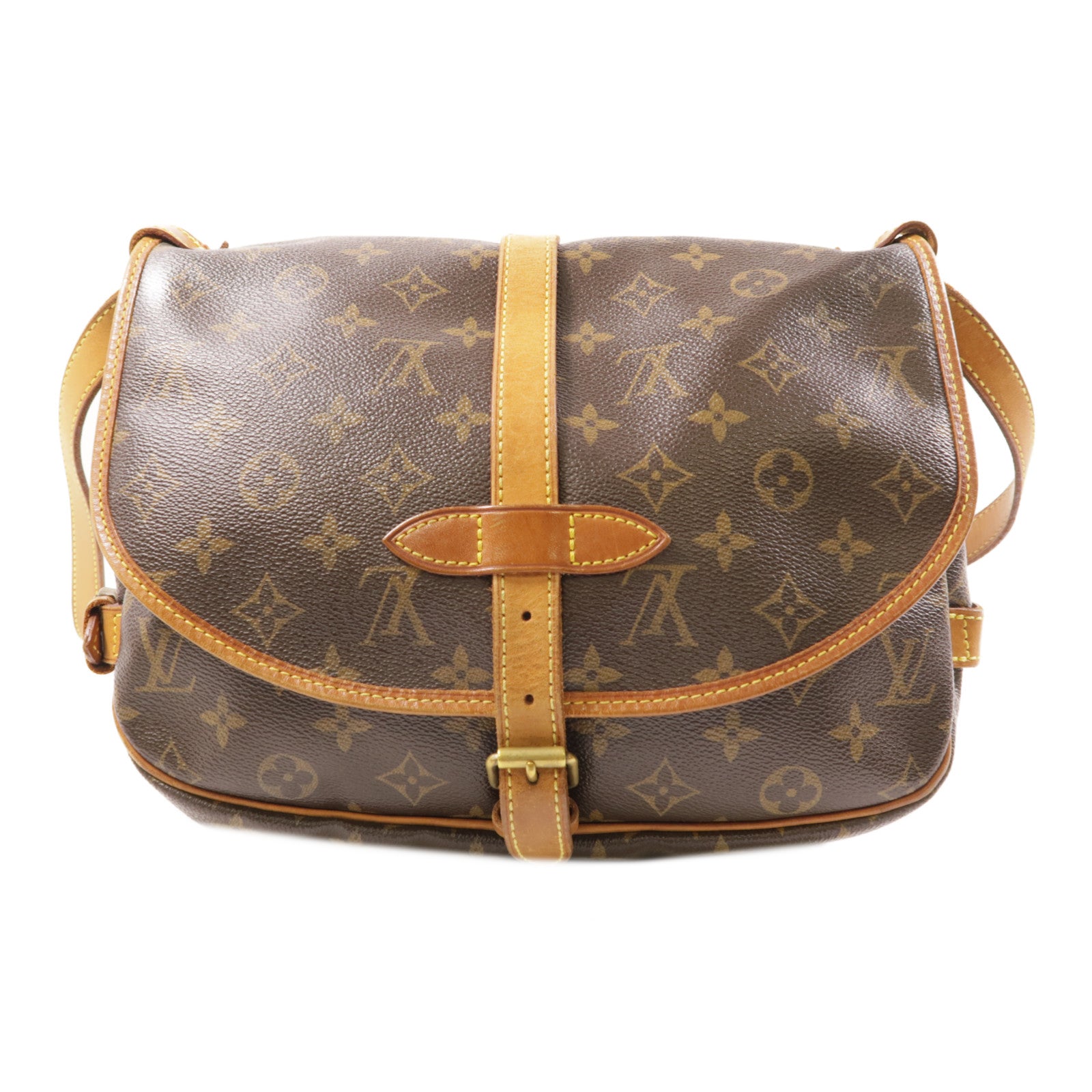 LOUIS VUITTON Monogram Saumur 30金扣肩背袋棕色