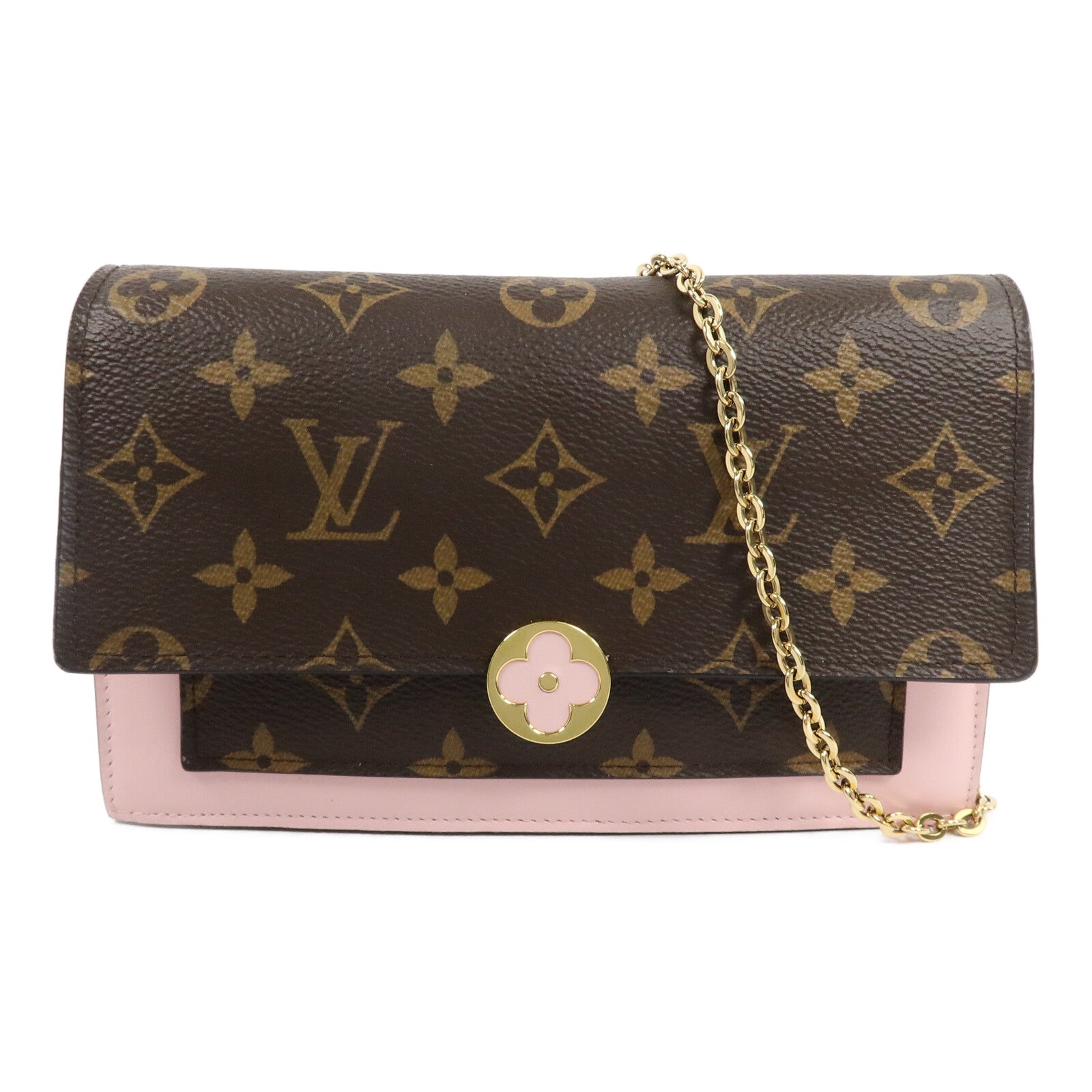 LOUIS VUITTON Monogram Flore Chain Wallet鏈帶肩背袋