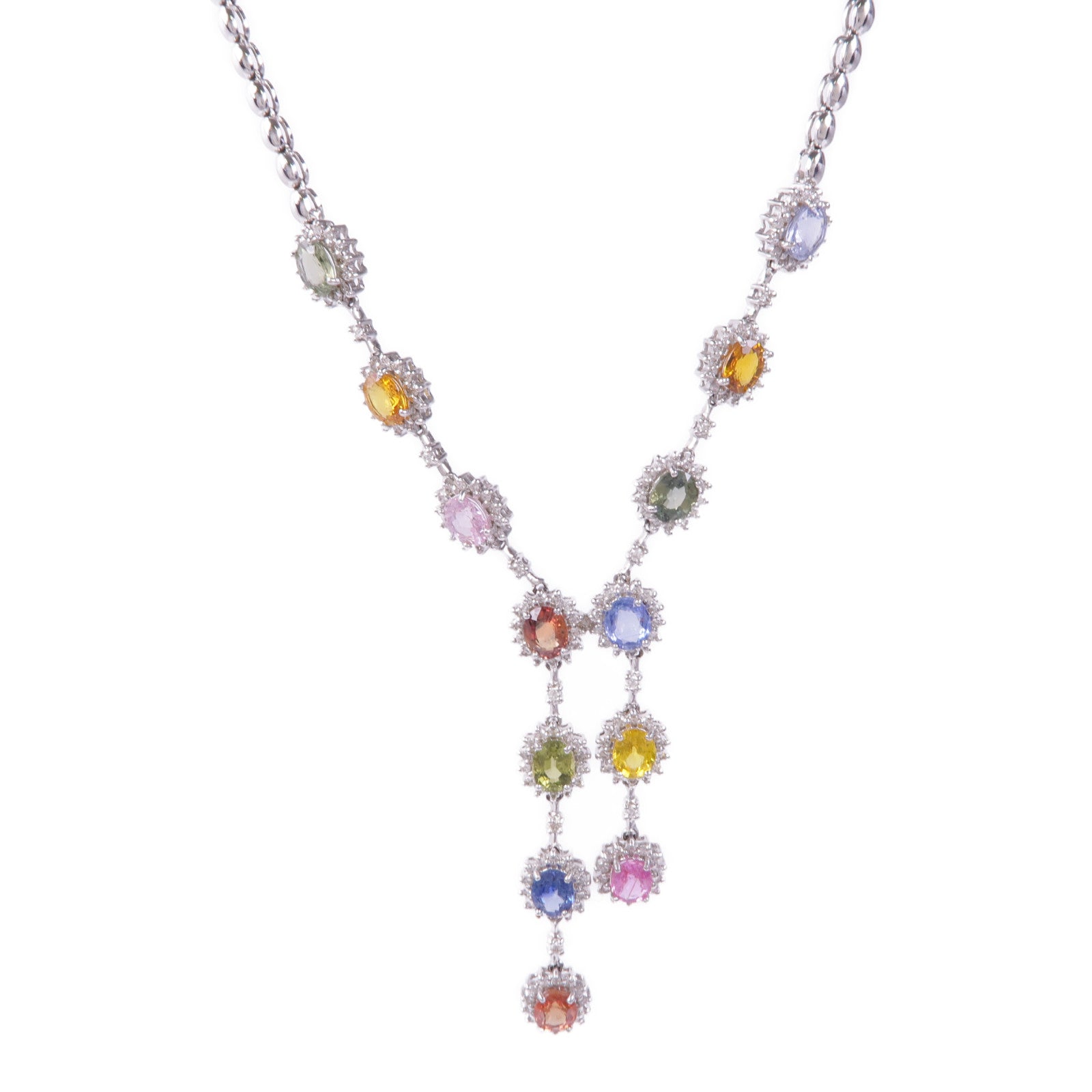 JEWELRY 18K白金Color Stone Necklace彩色寶石