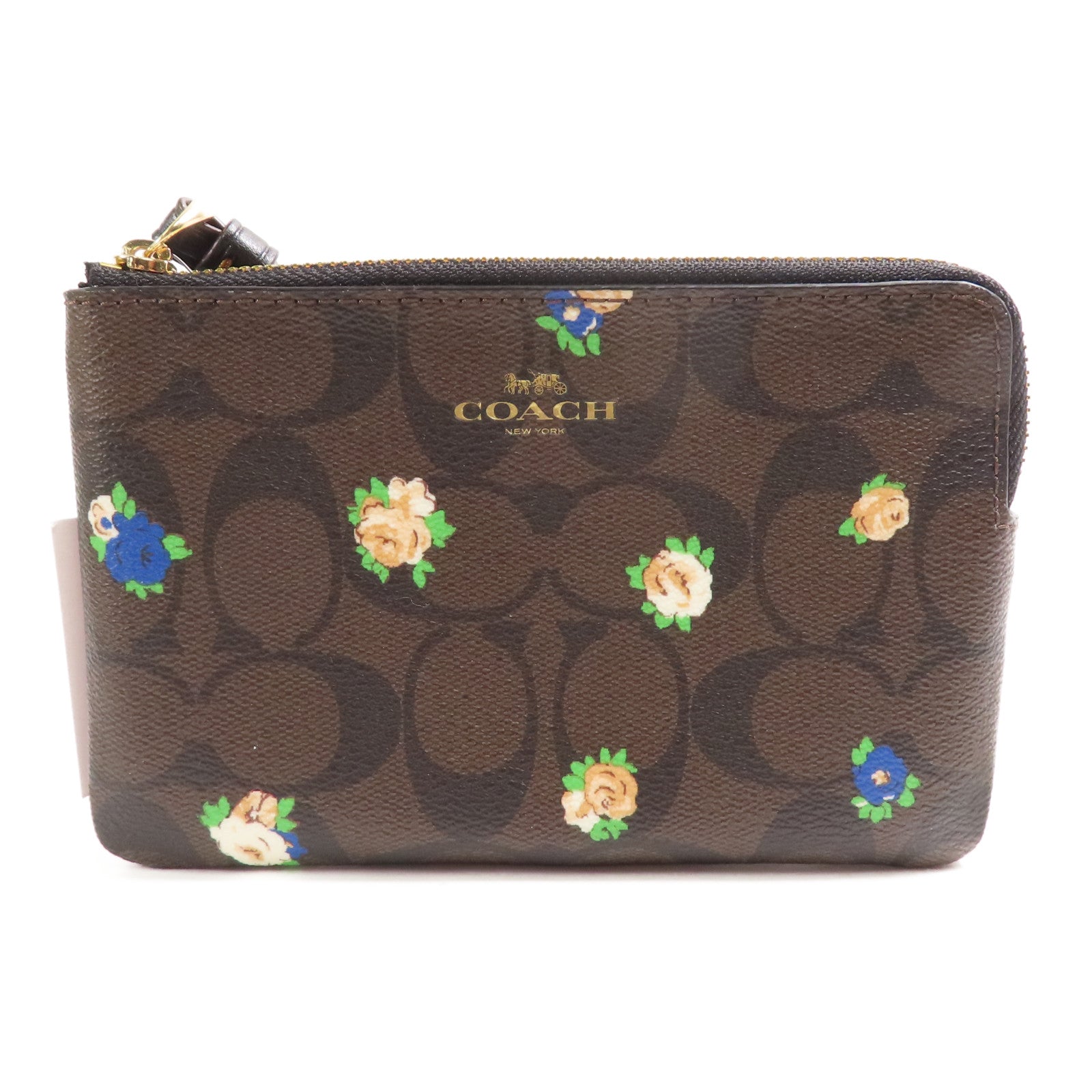 COACH 塗層帆布Pouch金扣手拿包