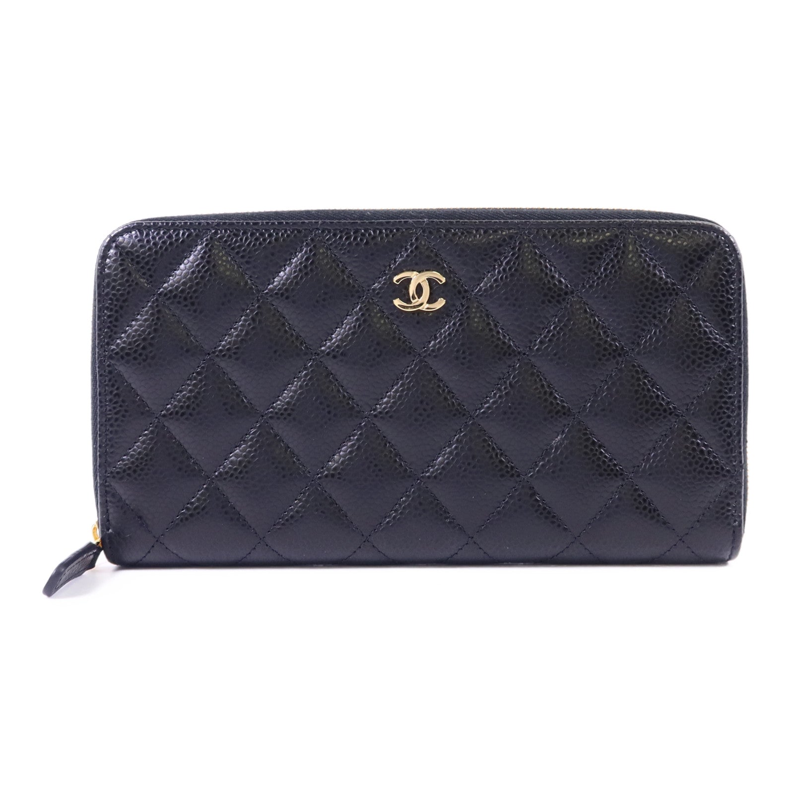 CHANEL 牛皮皮革Zipper Long Wallet金扣長錢包