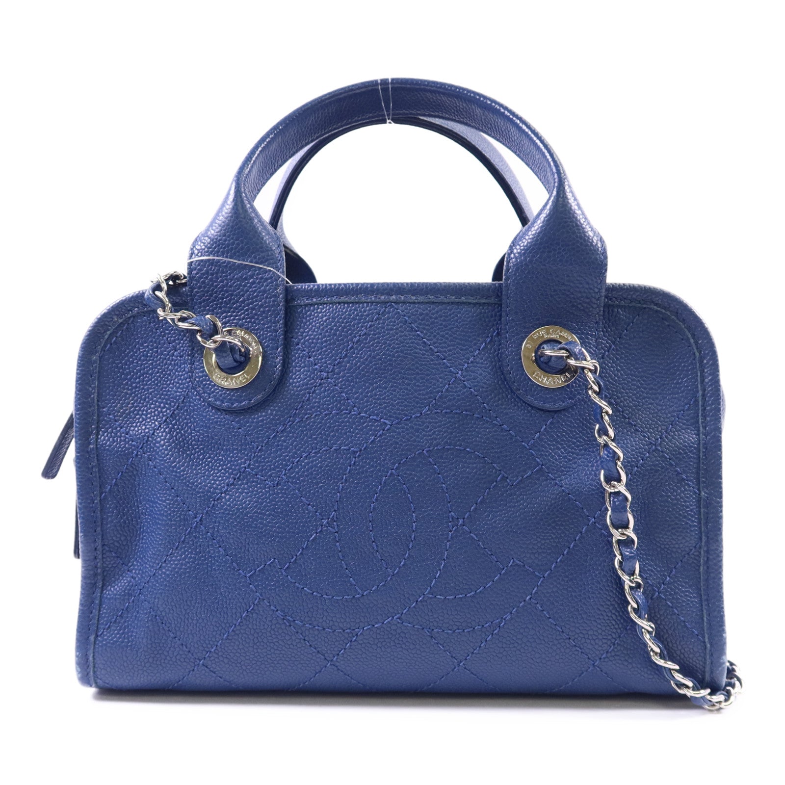 CHANEL 【激減優惠】牛皮皮革Chain Shoulder Bag銀扣鏈帶手挽肩背兩用袋