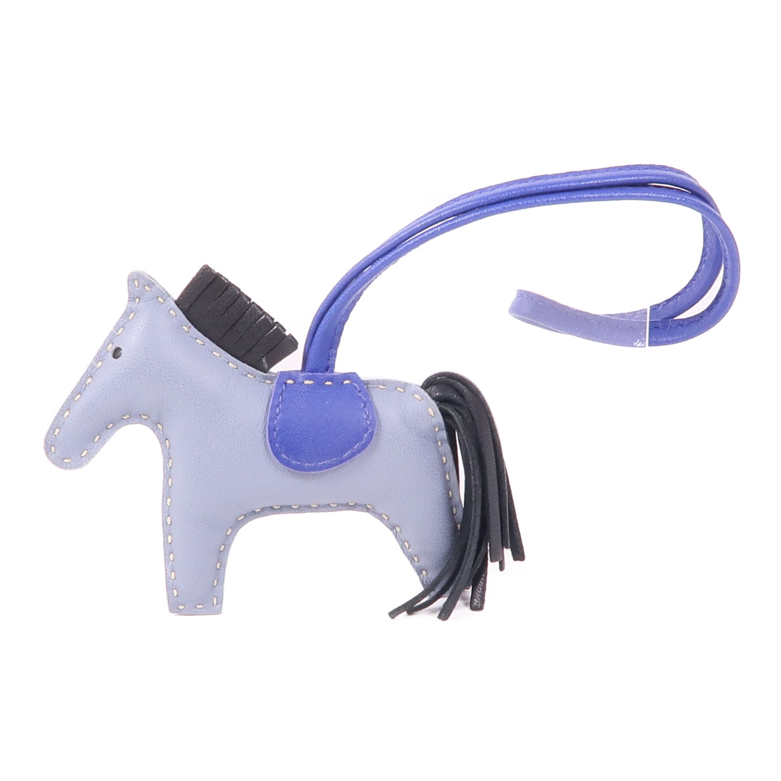 HERMES Rodeo PM Charm 064929CA Milo Leather Gray Blue Black