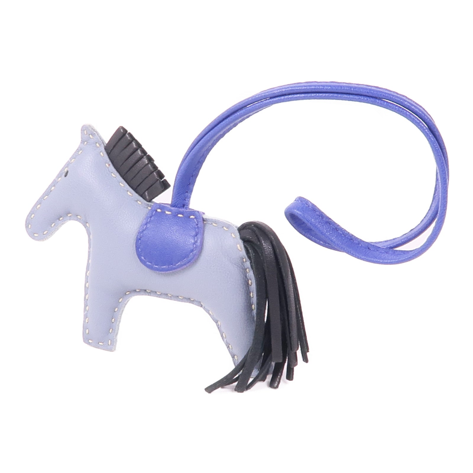 HERMES Rodeo PM Charm 064929CA Milo Leather Gray Blue Black