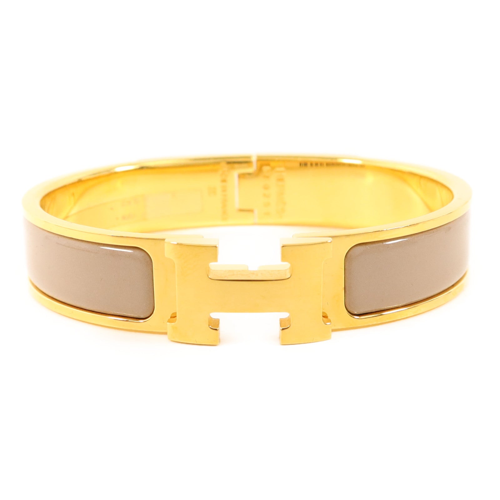 HERMES 金屬Clic H金扣手鐲Marron Glace
