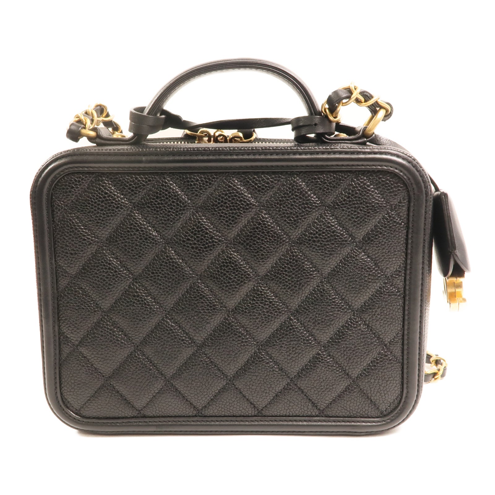 CHANEL 牛皮皮革Vanity Case金扣手挽肩背兩用袋