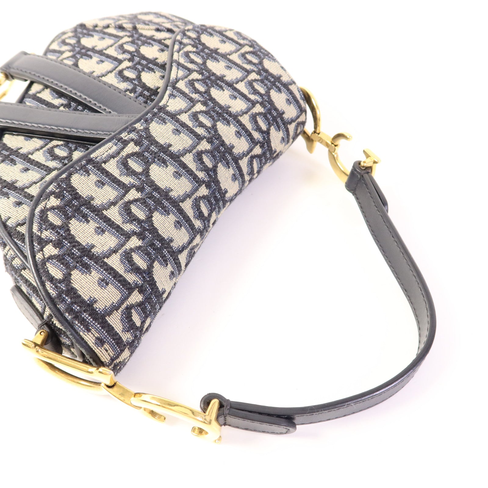 Dior 帆布Mini Saddle金扣手挽袋