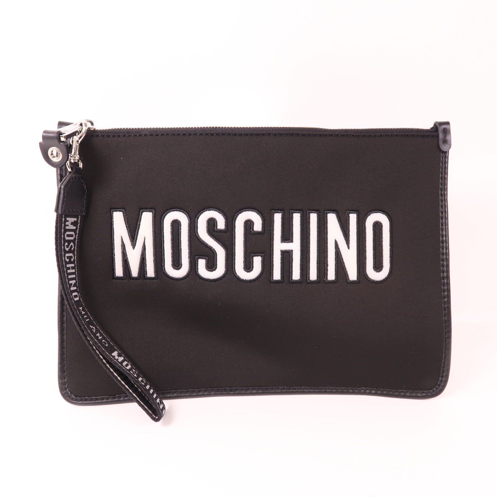 MOSCHINO 帆布Clutch銀扣手拿包