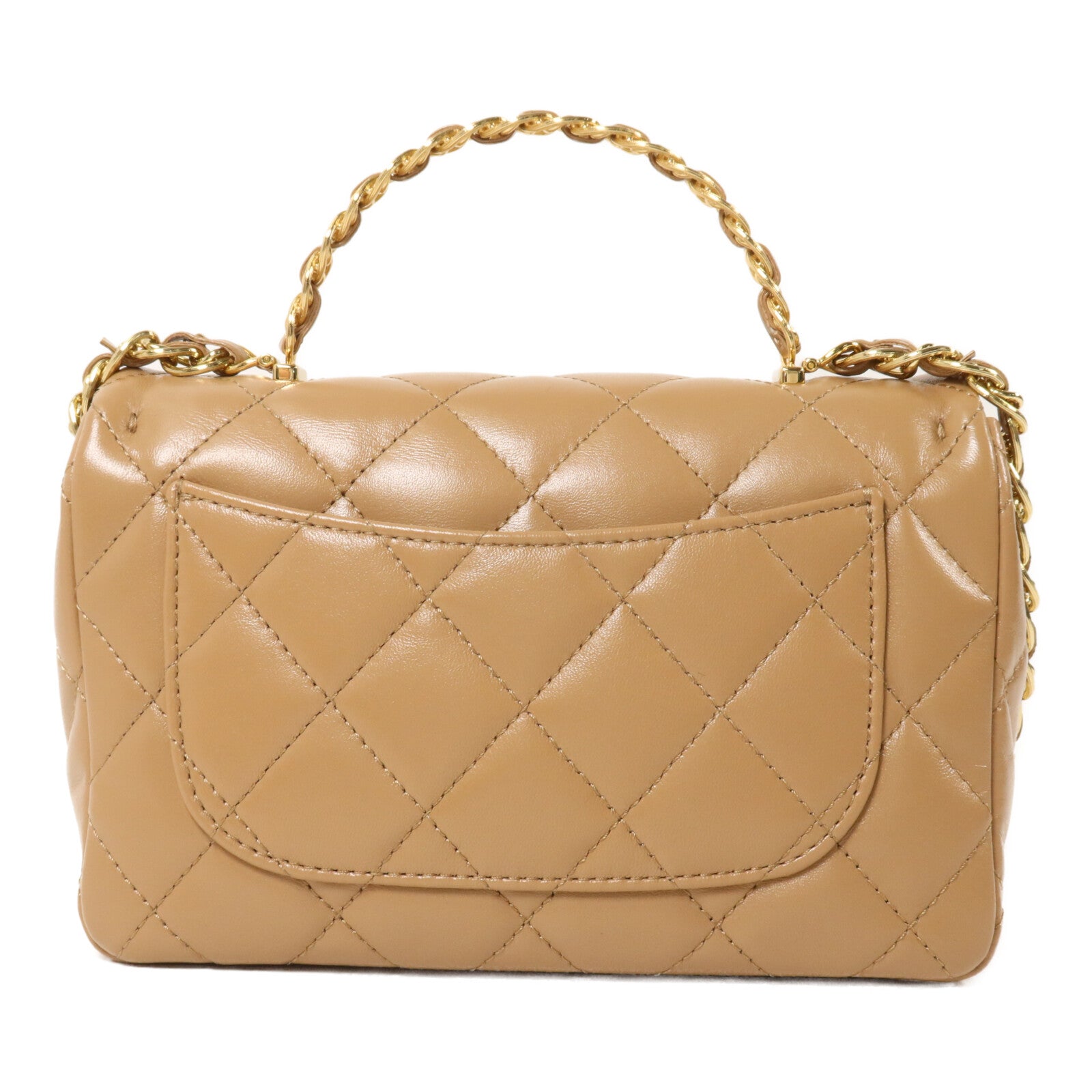 CHANEL 羊皮皮革Handle Flap Bag鏈帶手挽肩背兩用袋