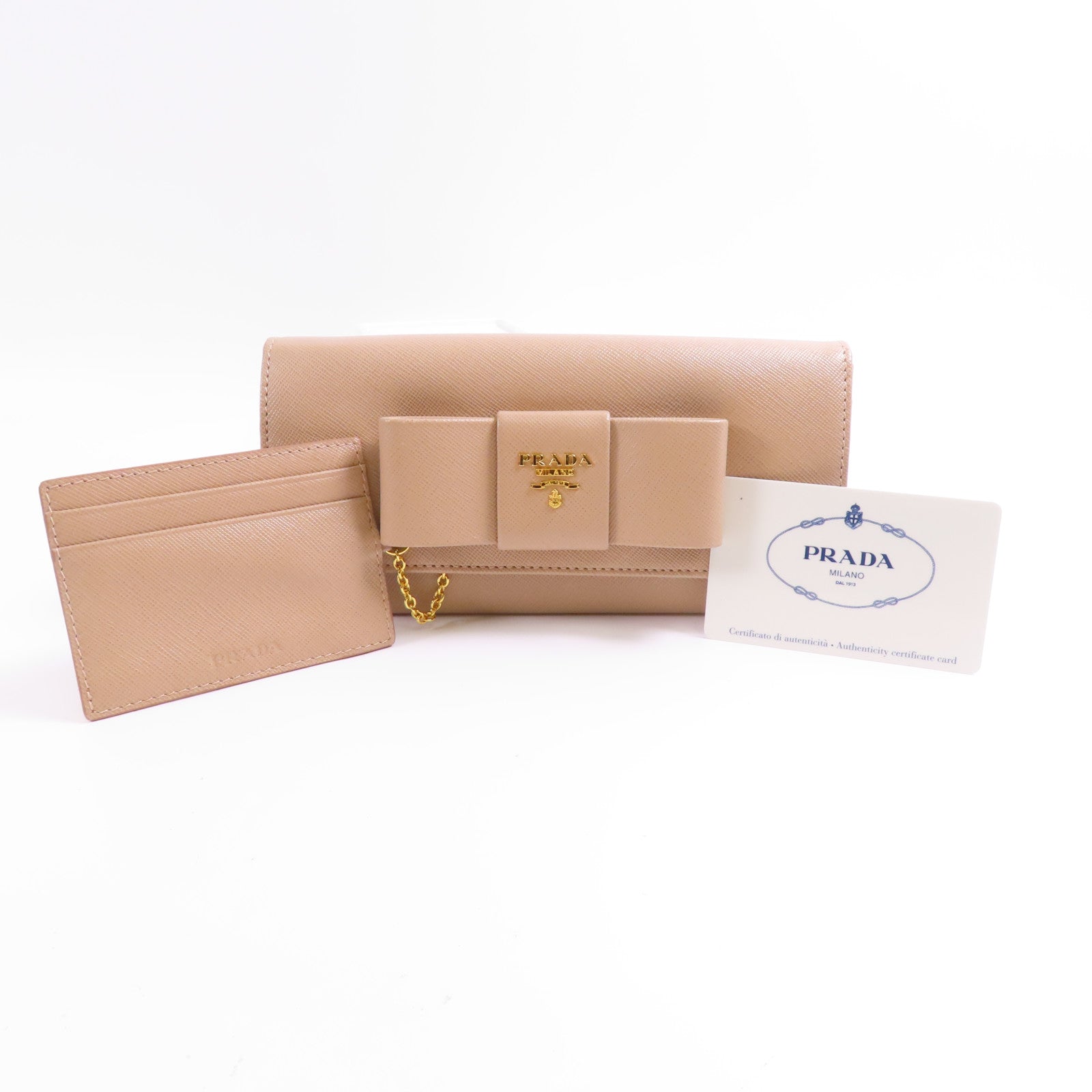 PRADA GHW Long Wallet 1M1132 Saffiano Leather Pink Cammeo