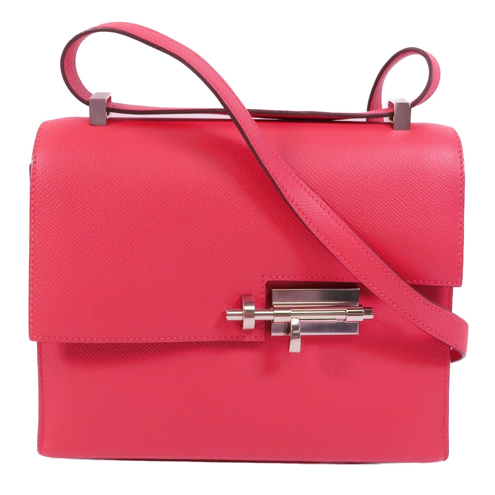 HERMES Epsom皮革Verrou 23肩背袋Rose Extreme