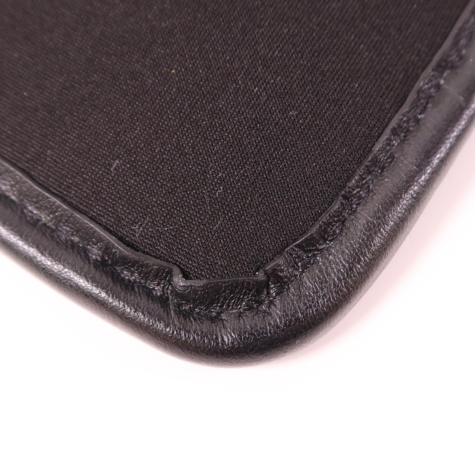 MOSCHINO Canvas Clutch Silver Hand Bag Handbag Black Black Canvas