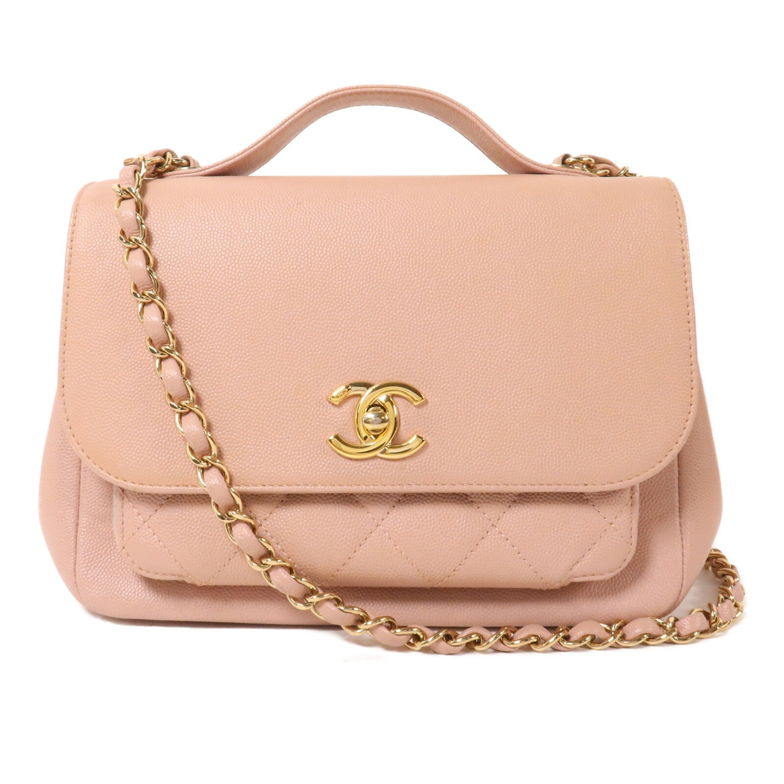 CHANEL 牛皮皮革Business Affinity Medium鏈帶手挽肩背兩用袋