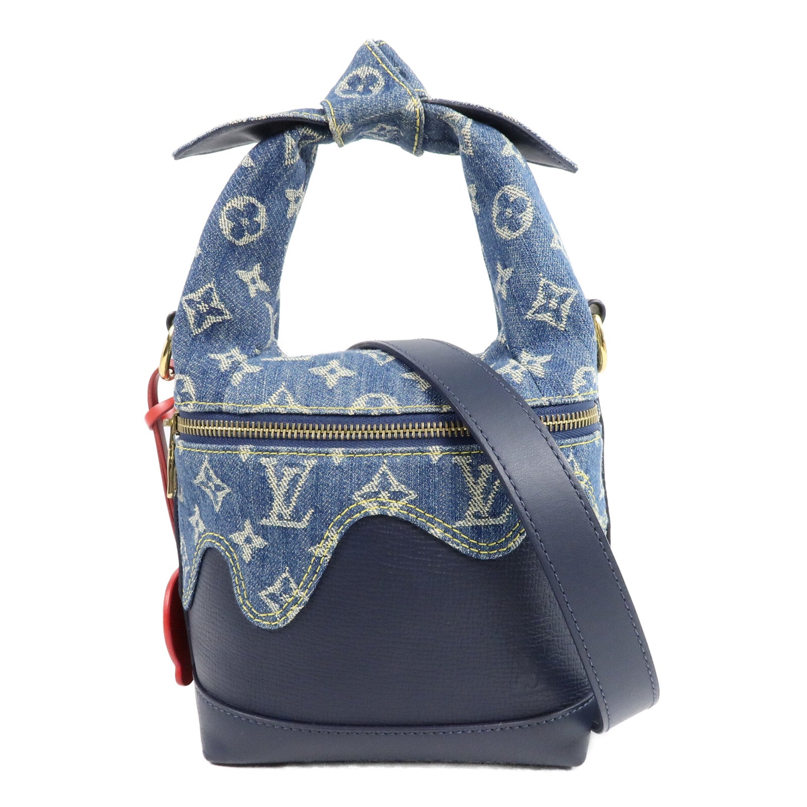 LOUIS VUITTON Monogram Denim/Taurillon Japanese Cruiser手挽肩背兩用袋