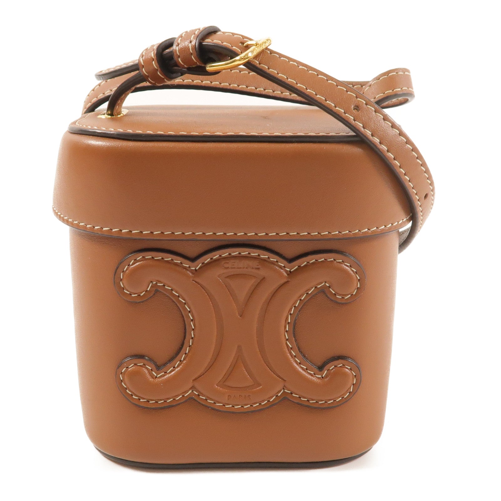 CELINE 【激減優惠】牛皮皮革Cuir Triomphe Box Small金扣肩背袋