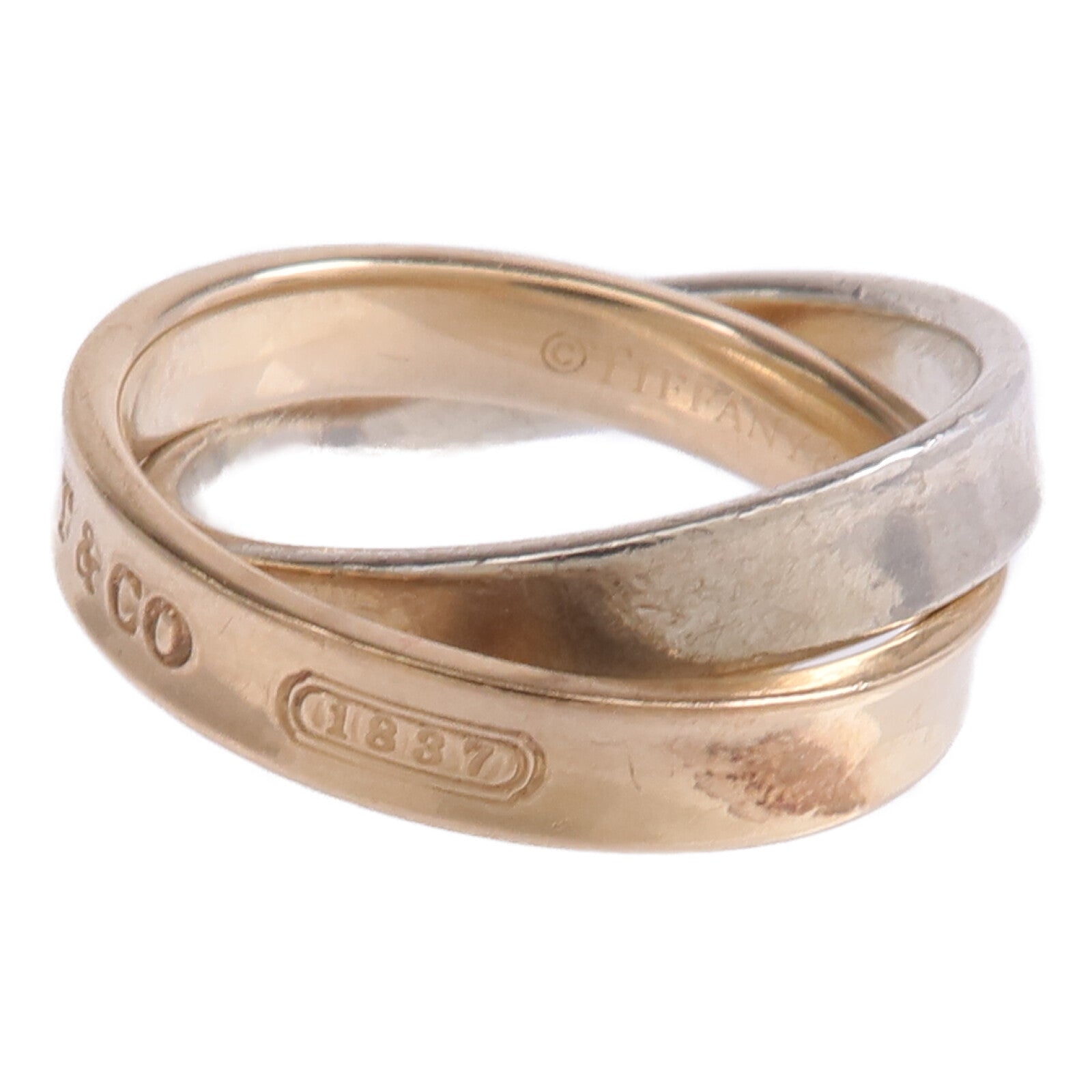 TIFFANY&CO 18K玫瑰金/925純銀1837 Interlocking Circles Ring戒指US#4.75