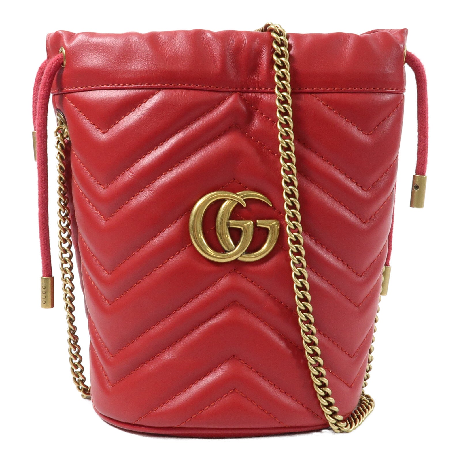 GUCCI 牛皮皮革GG Marmont Bucket鏈帶肩背袋