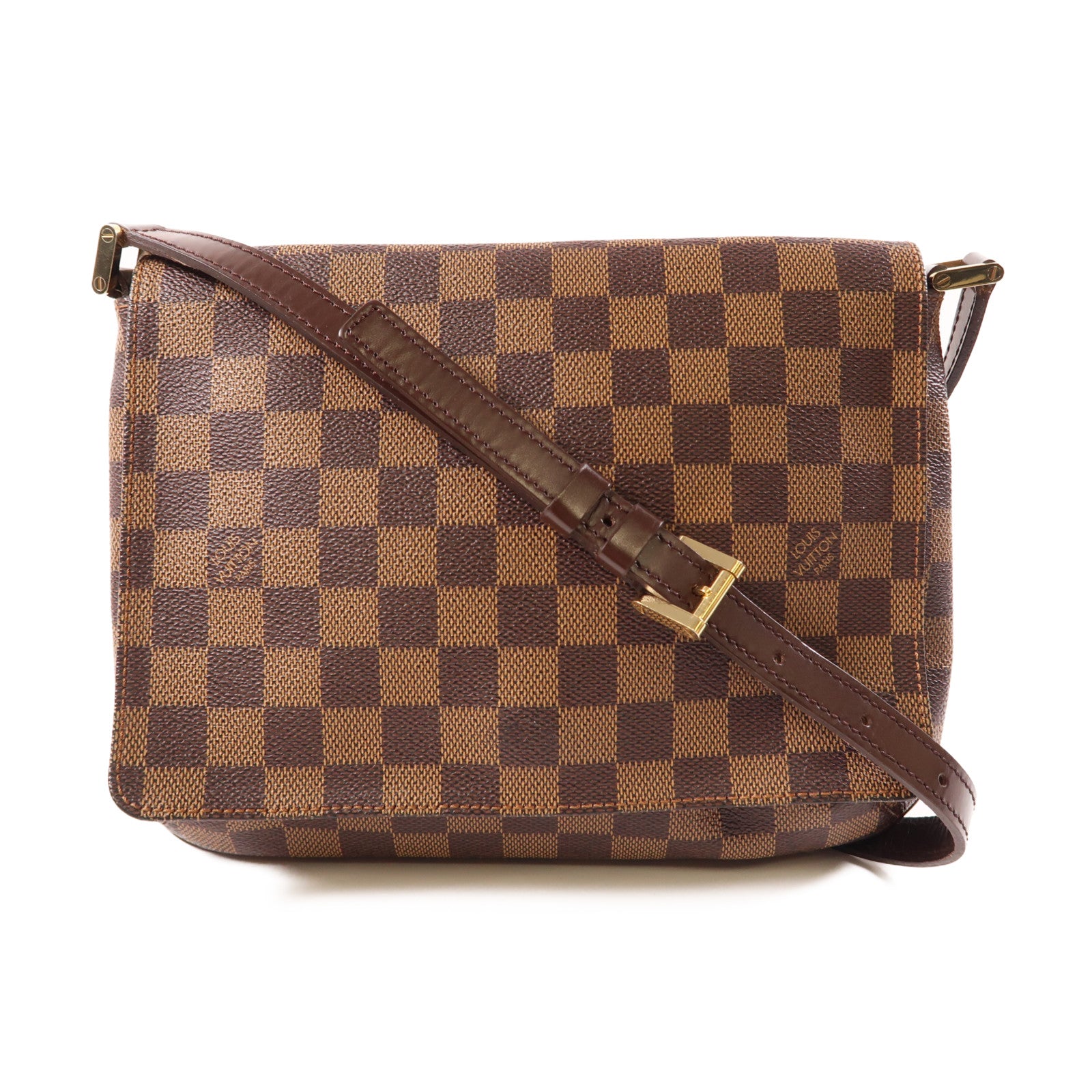 LOUIS VUITTON Damier Musette Tango金扣肩背袋棕色