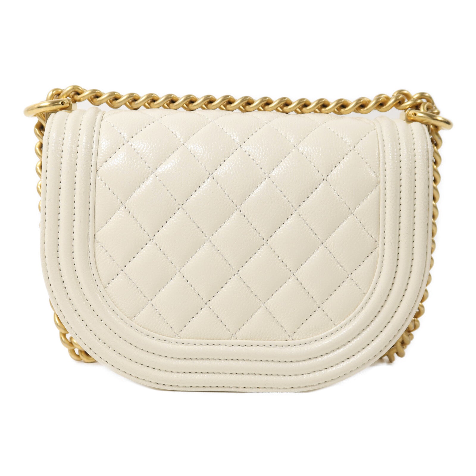 CHANEL 牛皮皮革Small Boy Messenger Bag金扣鏈帶肩背袋