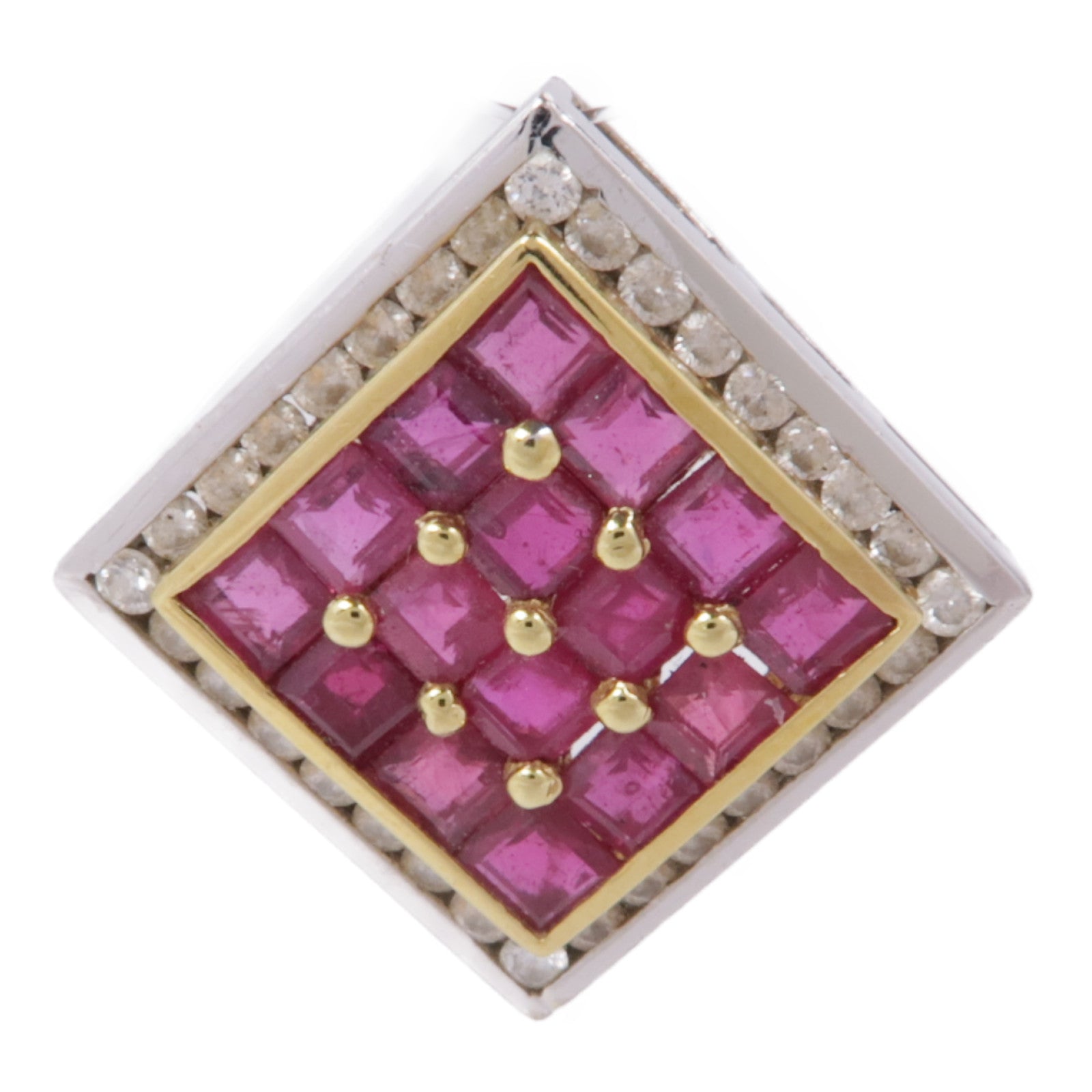 JEWELRY 【激減優惠】18K黃金/白金Ruby Diamond Pendant紅寶石/鑽石吊墜