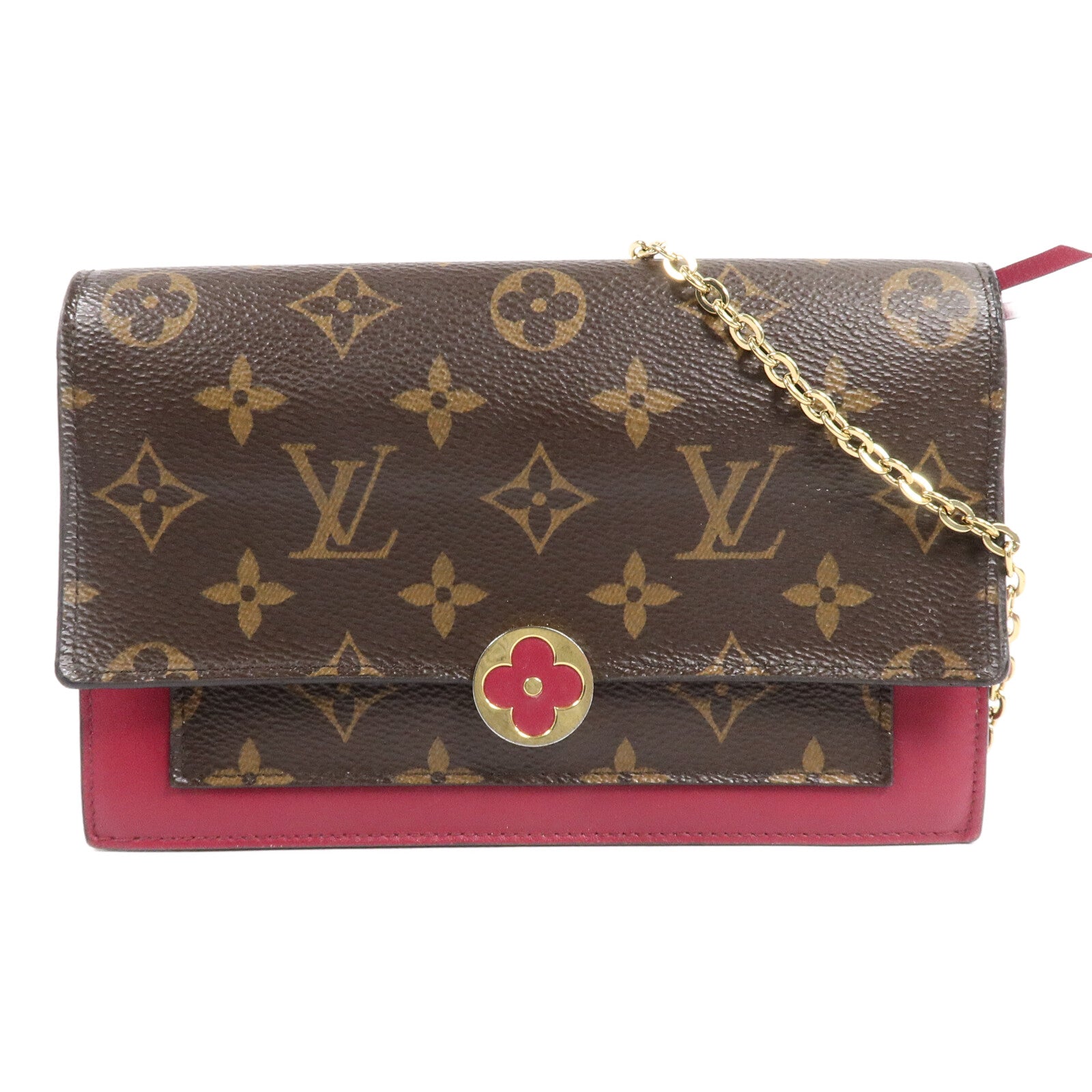 LOUIS VUITTON Monogram Portefeuille Flore鏈帶肩背袋