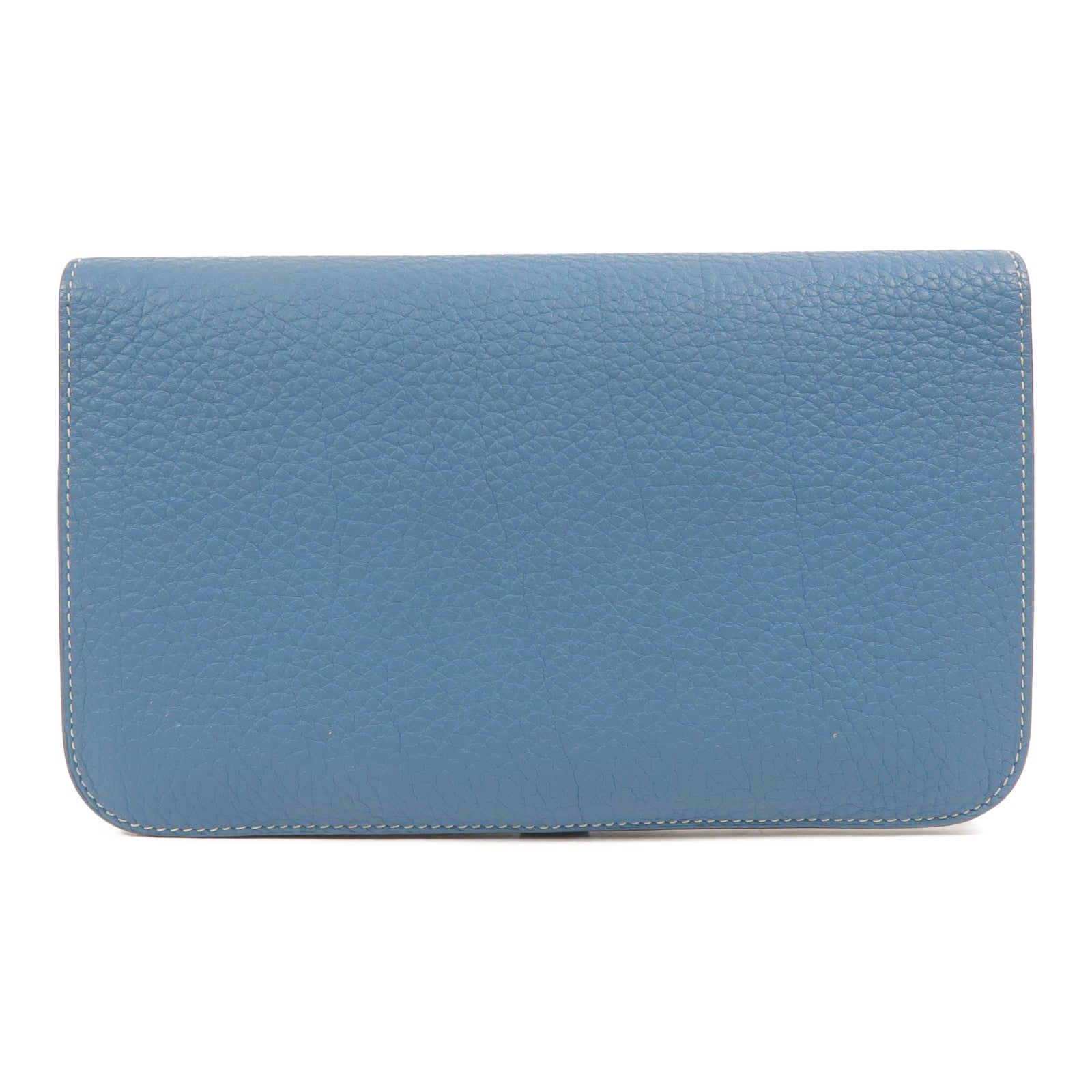 HERMES Clemence皮革Dogon GM長錢包Bleu Jean