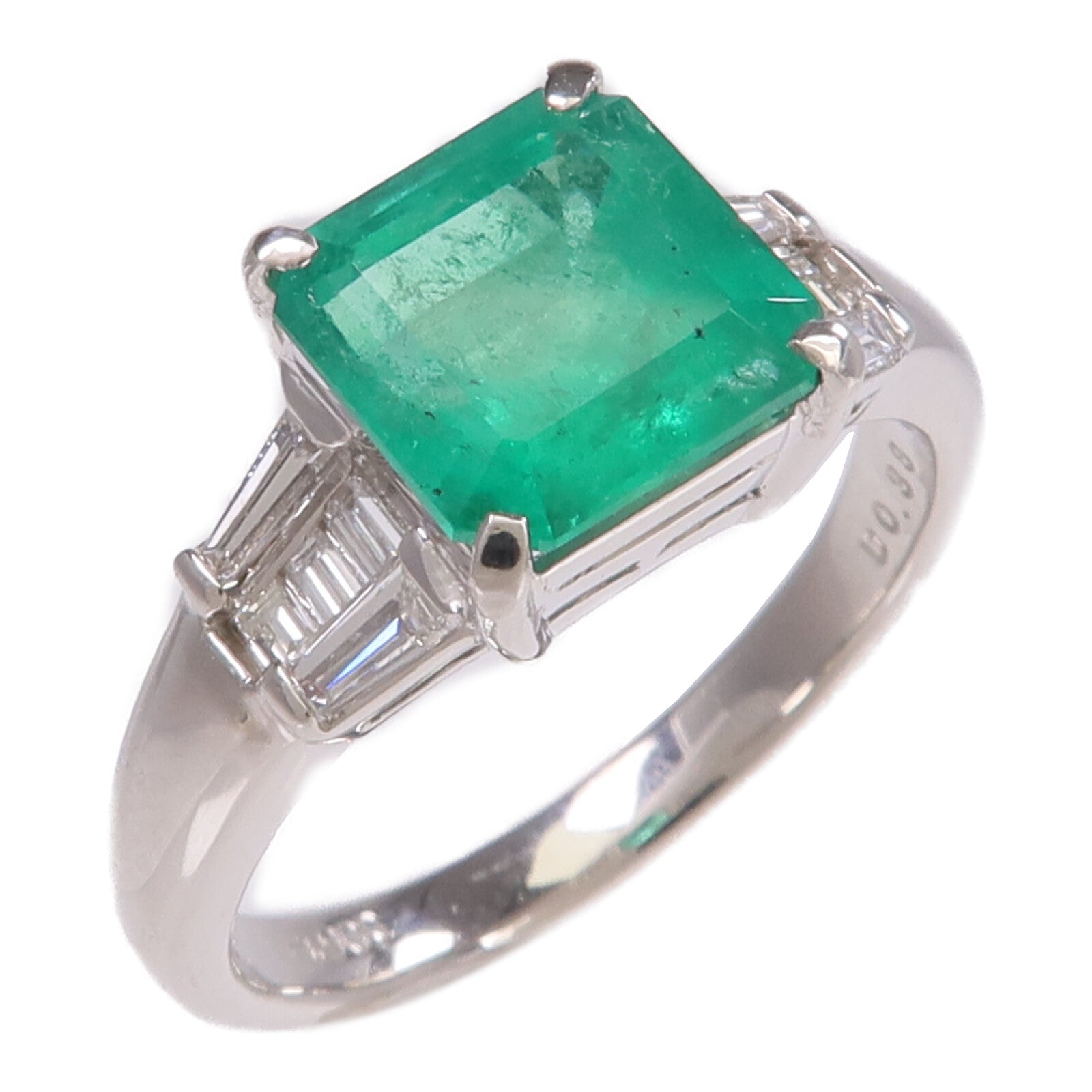 JEWELRY PT900鉑金Emerald Diamond Ring綠寶石/鑽石戒指