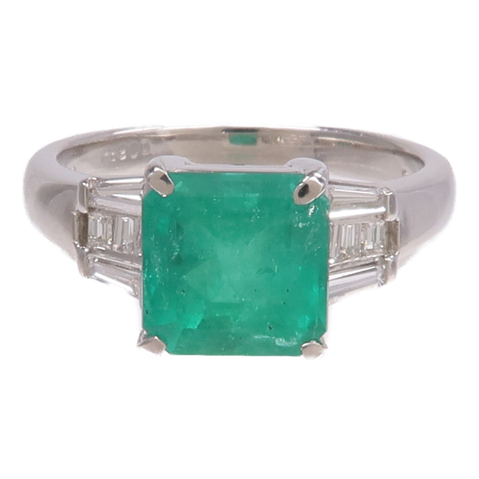 JEWELRY PT900鉑金Emerald Diamond Ring綠寶石/鑽石戒指