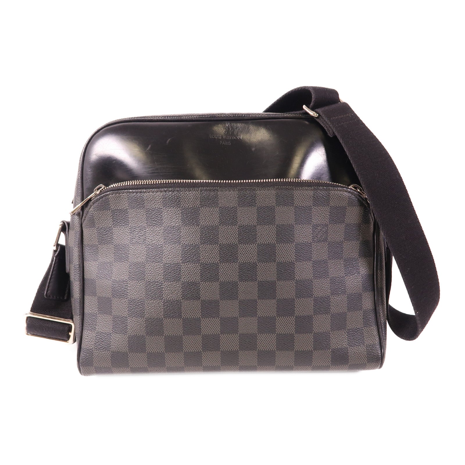 LOUIS VUITTON Damier Graphite Dayton MM銀扣肩背袋
