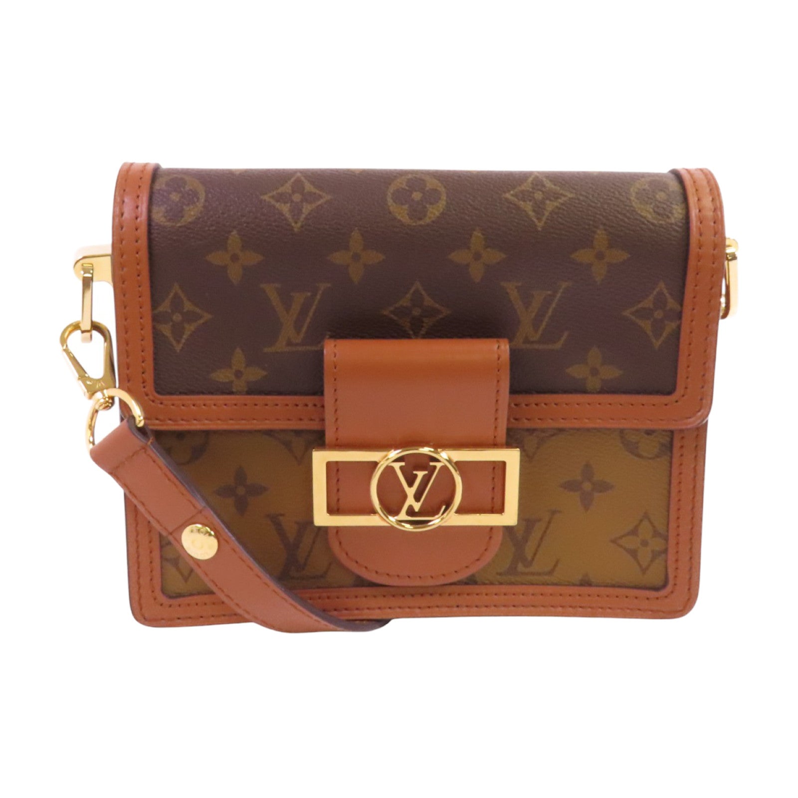 LOUIS VUITTON Monogram Reverse Mini Dauphine金扣肩背袋