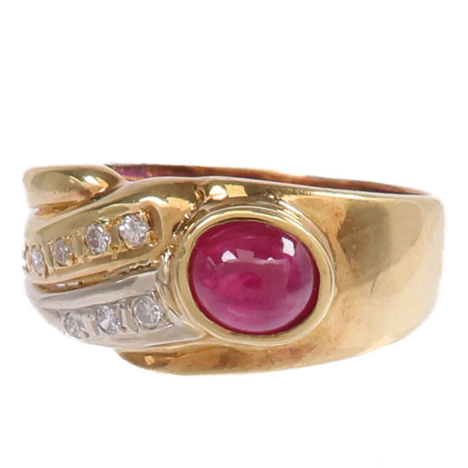 JEWELRY 18K黃金/白金Ruby Diamond Ring紅寶石/鑽石戒指US#5.5