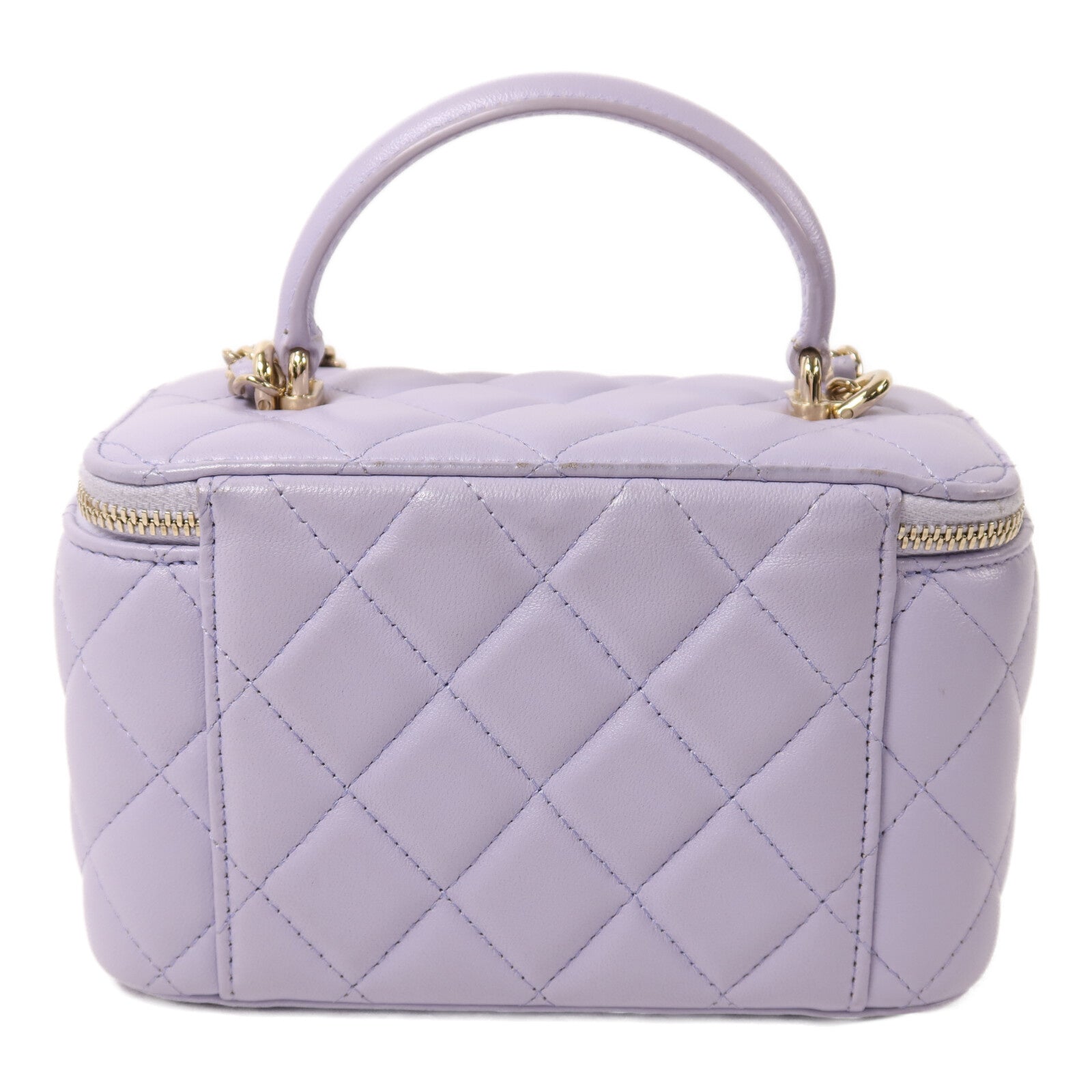CHANEL 羊皮皮革Vanity Case金扣鏈帶手挽肩背兩用袋