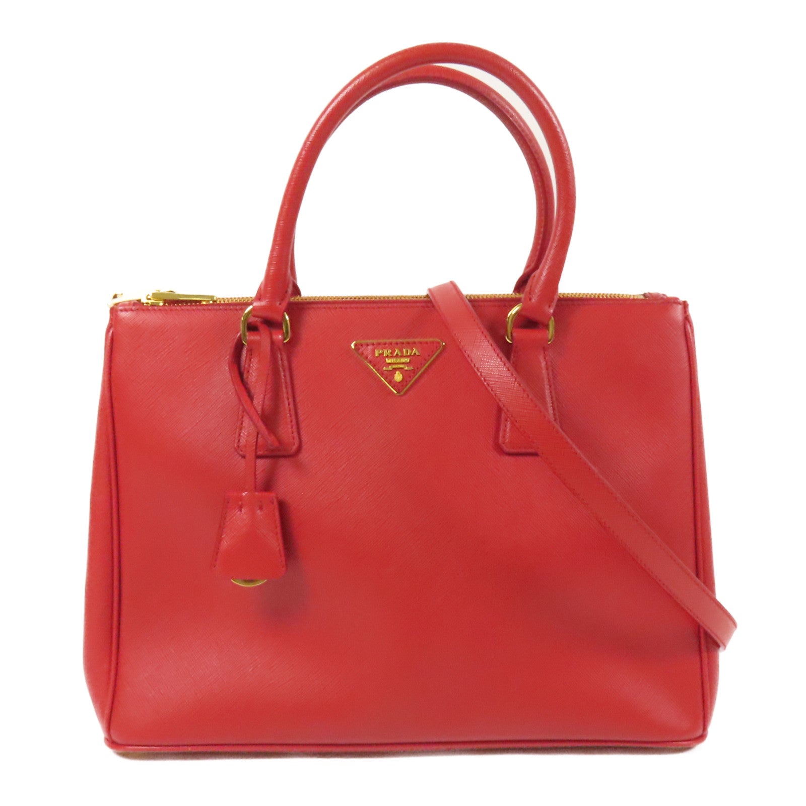 PRADA Saffiano皮革Shoulder Bag金扣手挽肩背兩用袋