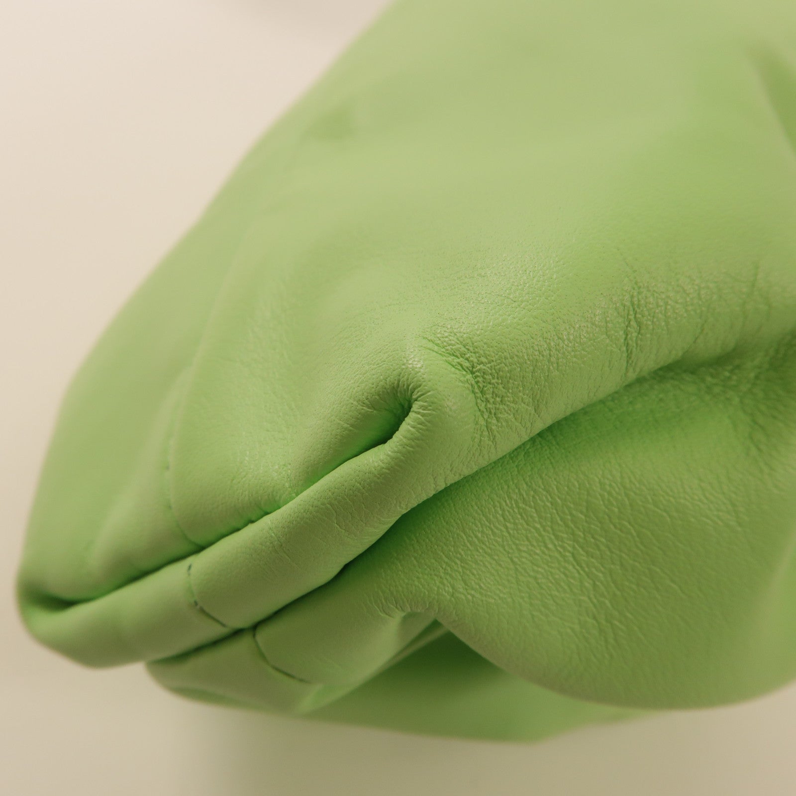 BOTTEGA VENETA BV Clutch Bag Handbag Lambskin Leather Green